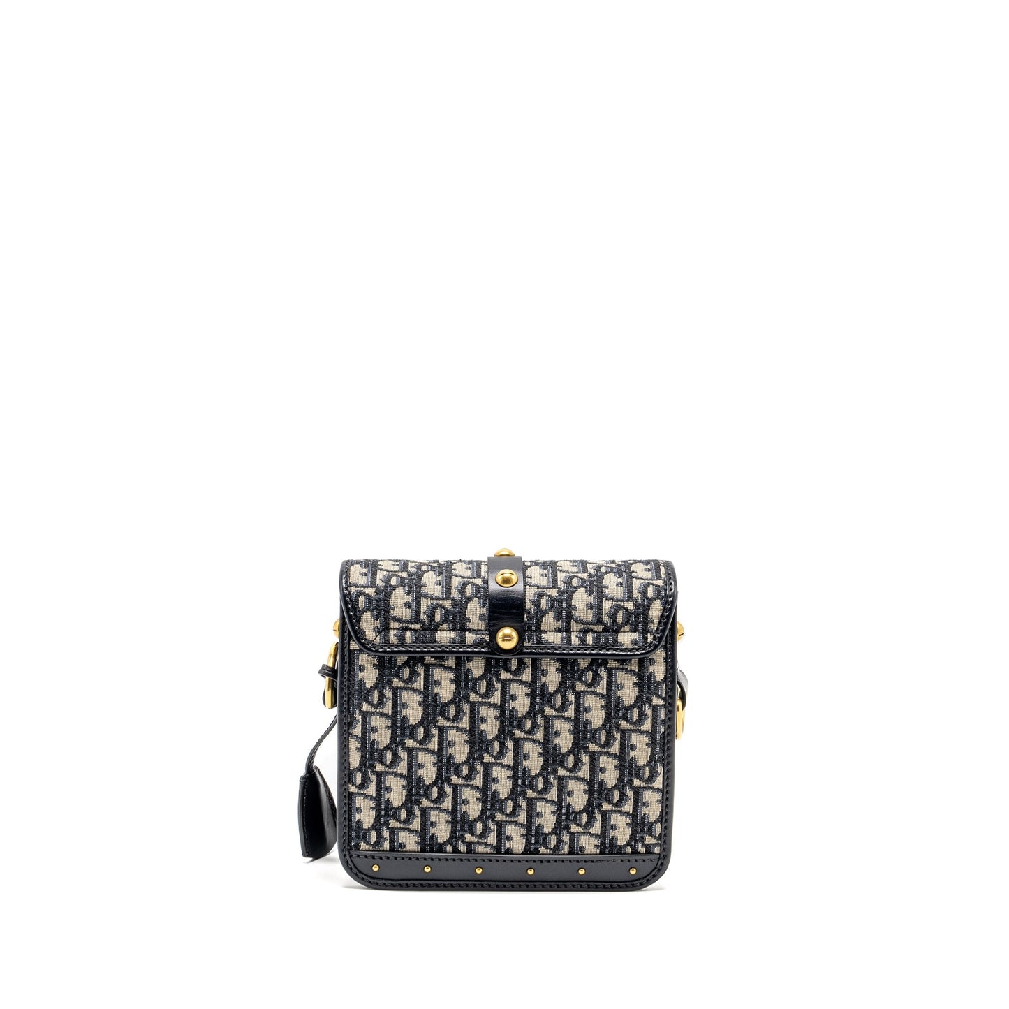 Dior Addict Vertical Messenger Purse Oblique Handbag Canvas Blue Travel Bag