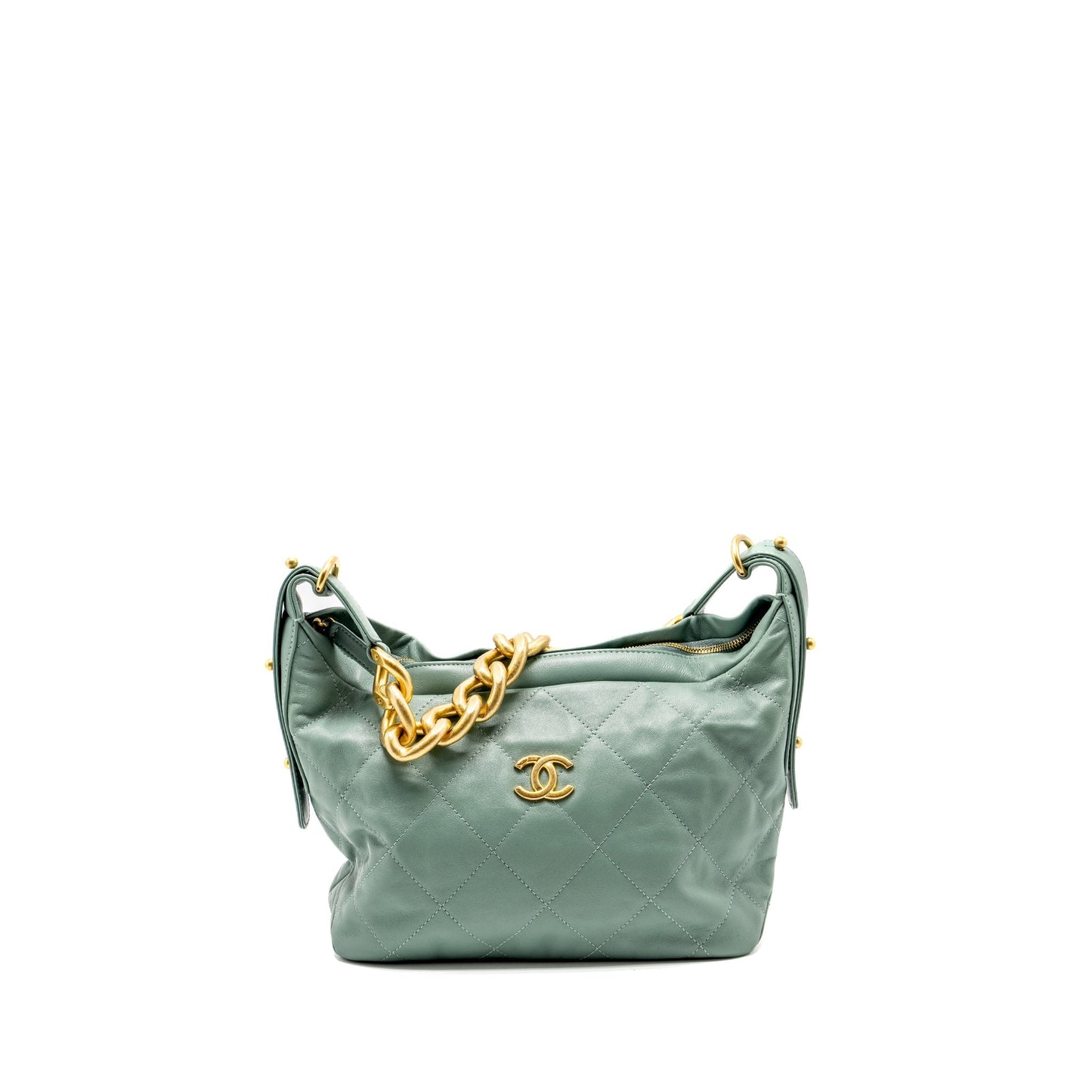Chanel 22C Hobo Giant calfskin GHW microchip Green Shoulder Bag