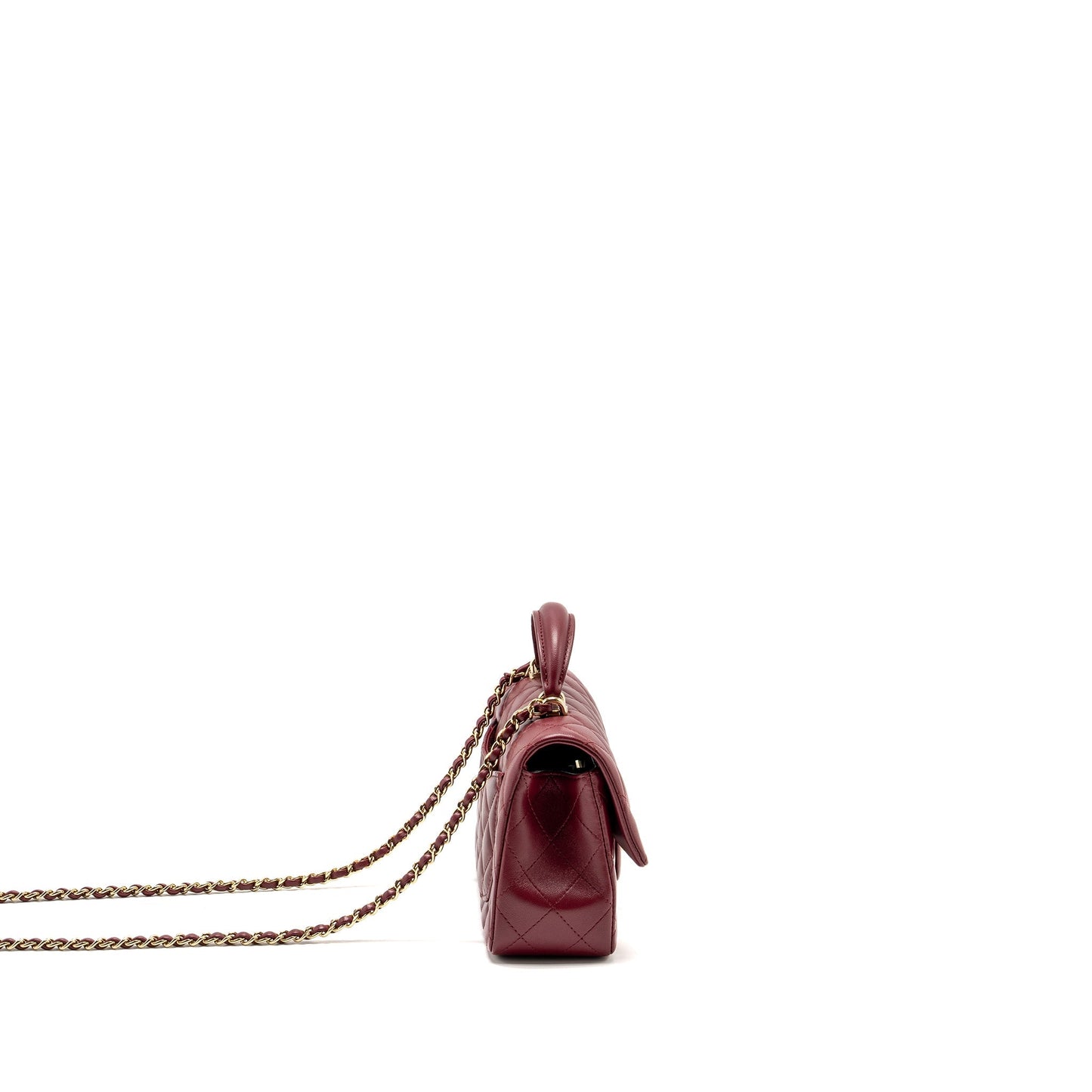 Chanel Top Handle Rectangular Flap Lambskin Burgundy Shoulder Bag