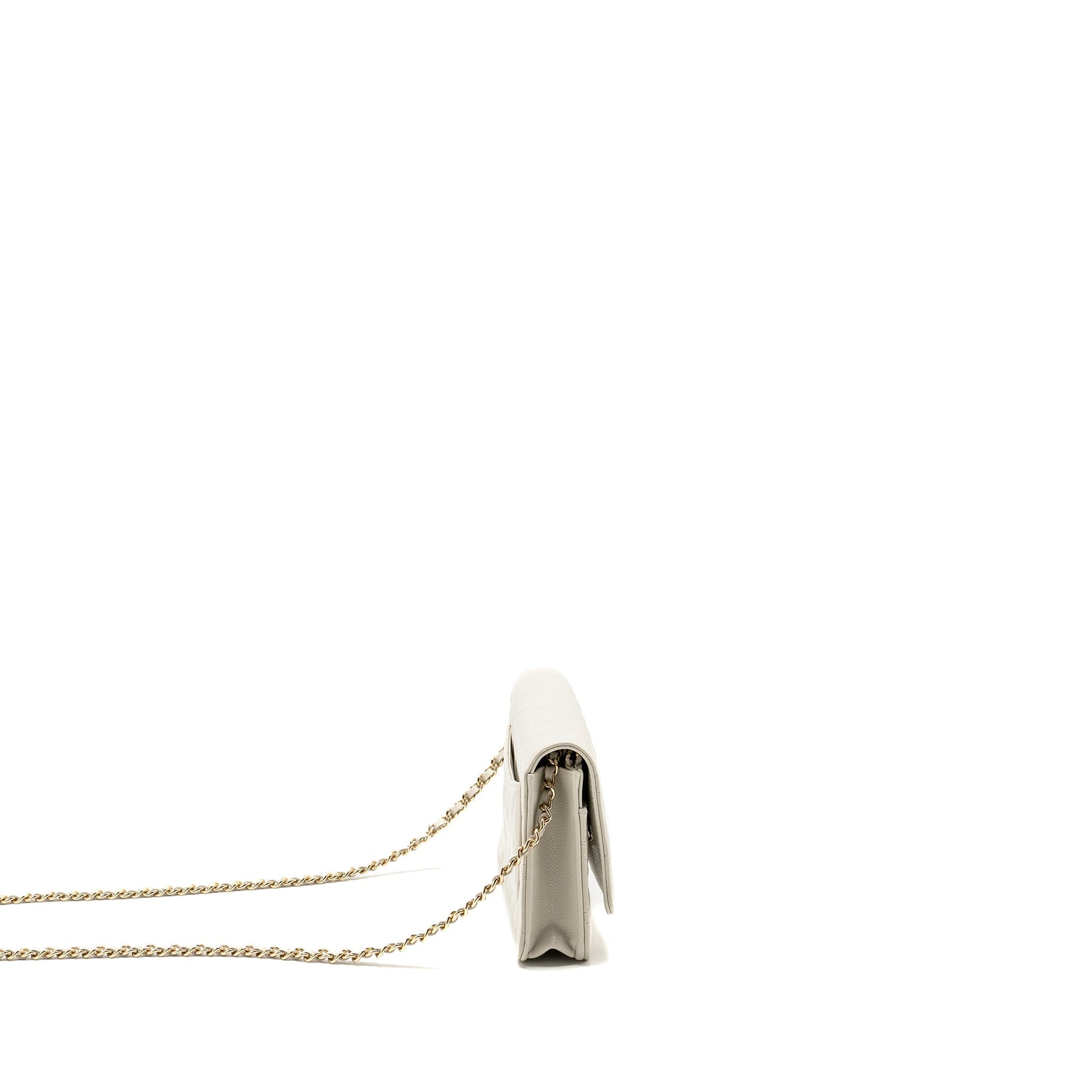 Chanel Classic on Caviar Creamy LGHW microchip White Wallet Case