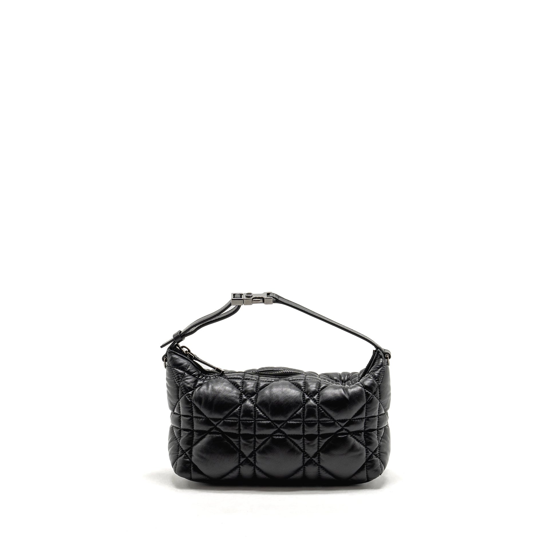 Dior travel Nomad Pouch Macrocannage Calfskin Handbag Black Medium Travel Bag