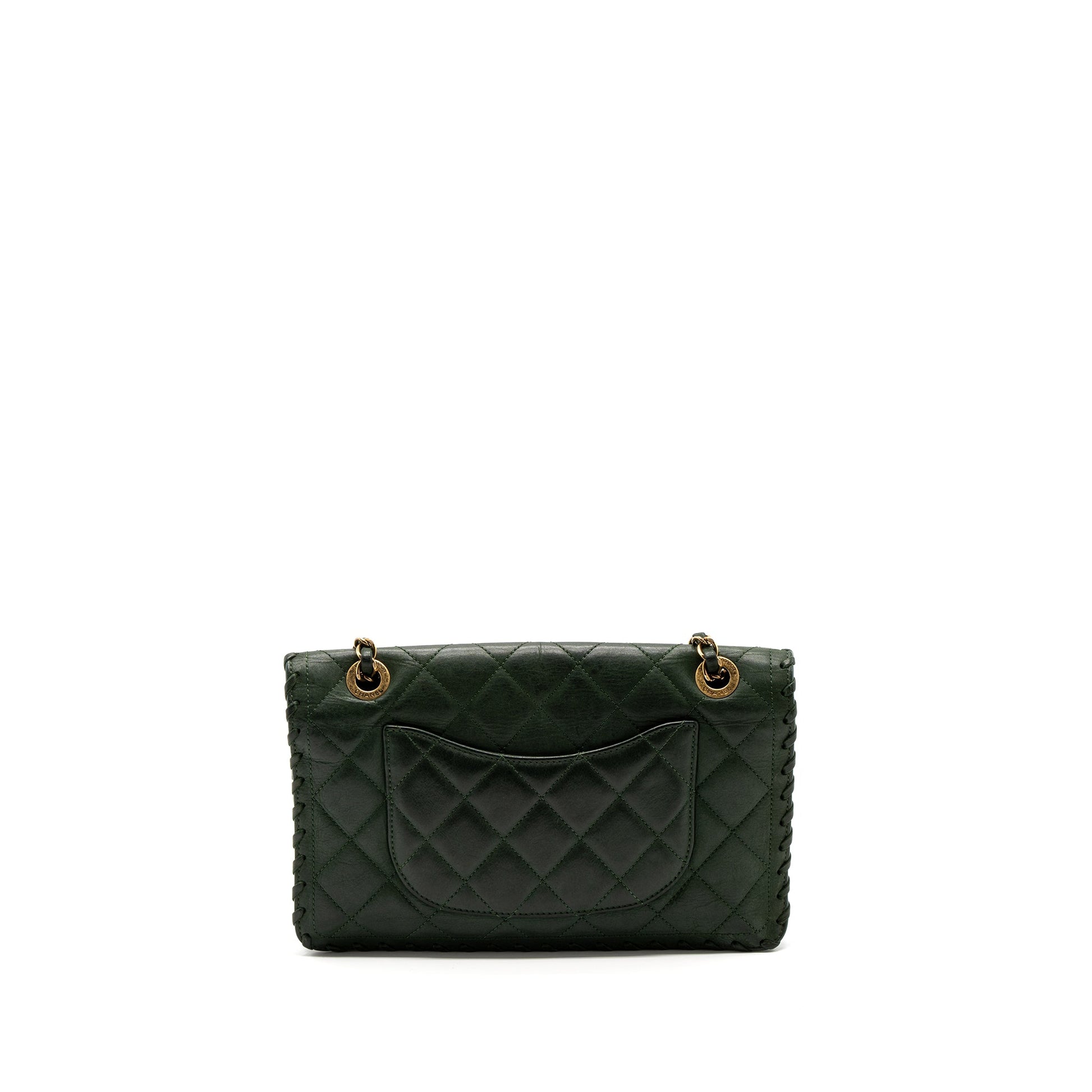 Chanel quilted flap calfskin ruthenium GHW Green Shoulder Bag