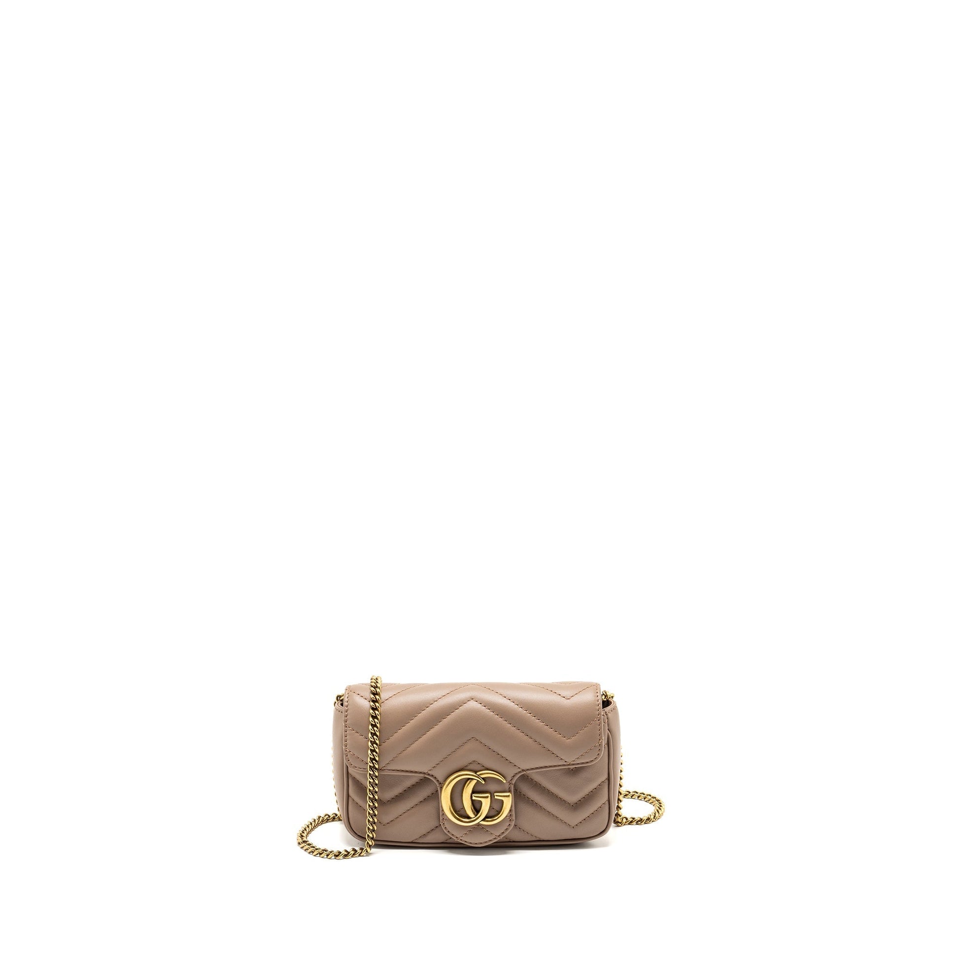 Gucci Super Marmont Bag Calfskin Beige Mini Travel Bag Ghw 1