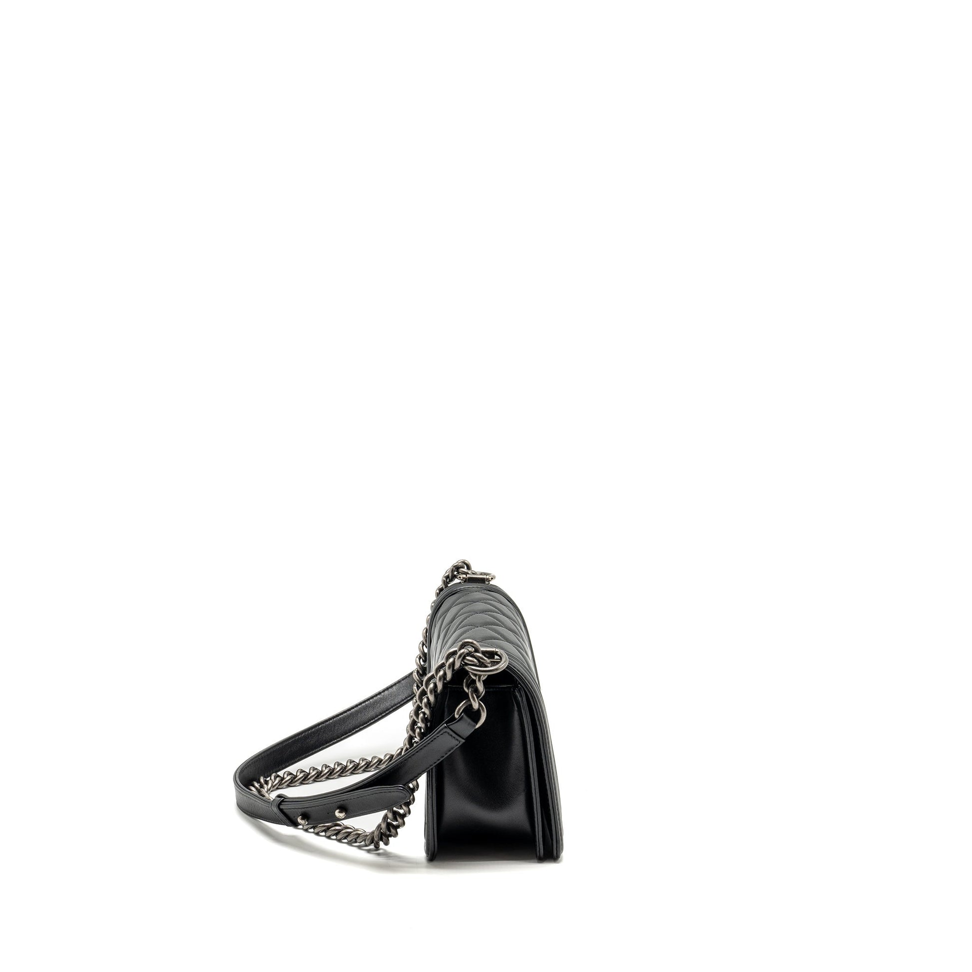 Chanel Boy Calfskin Ruthenium Hardware Black Handbag Hardware 1