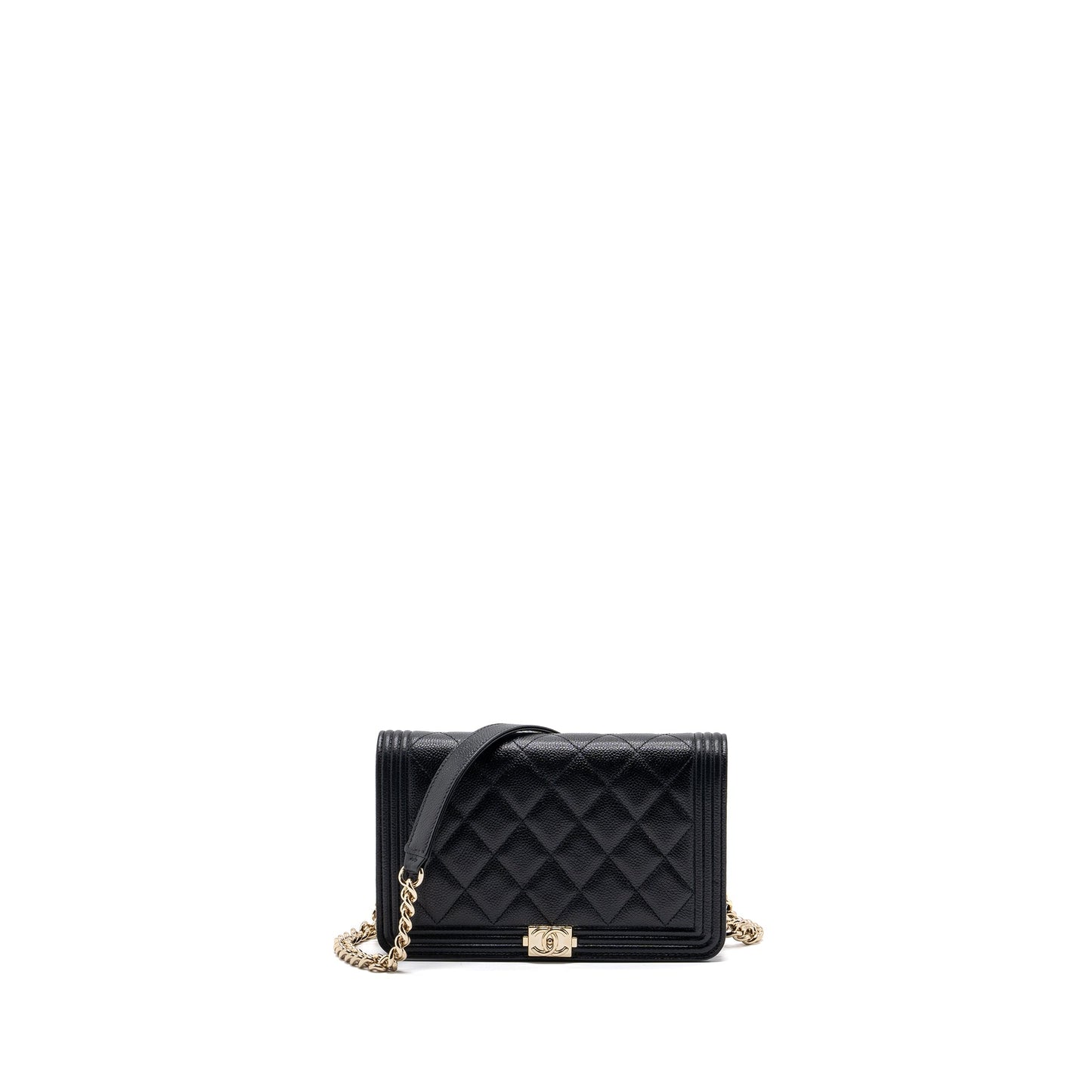 Chanel Boy On Caviar LGHW microchip Black Wallet Case