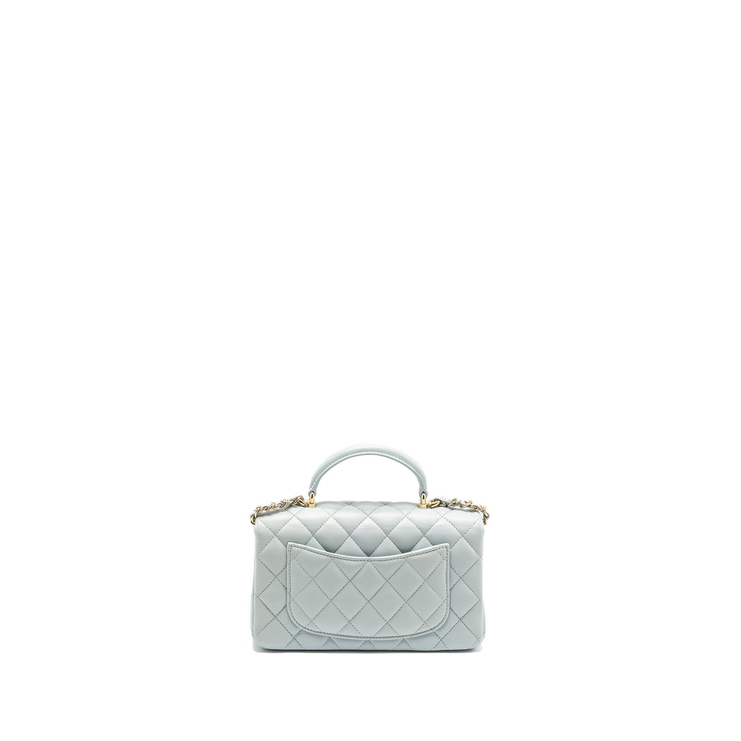 Chanel Top Handle Rectangular Flap Lambskin Light Blue Shoulder Bag