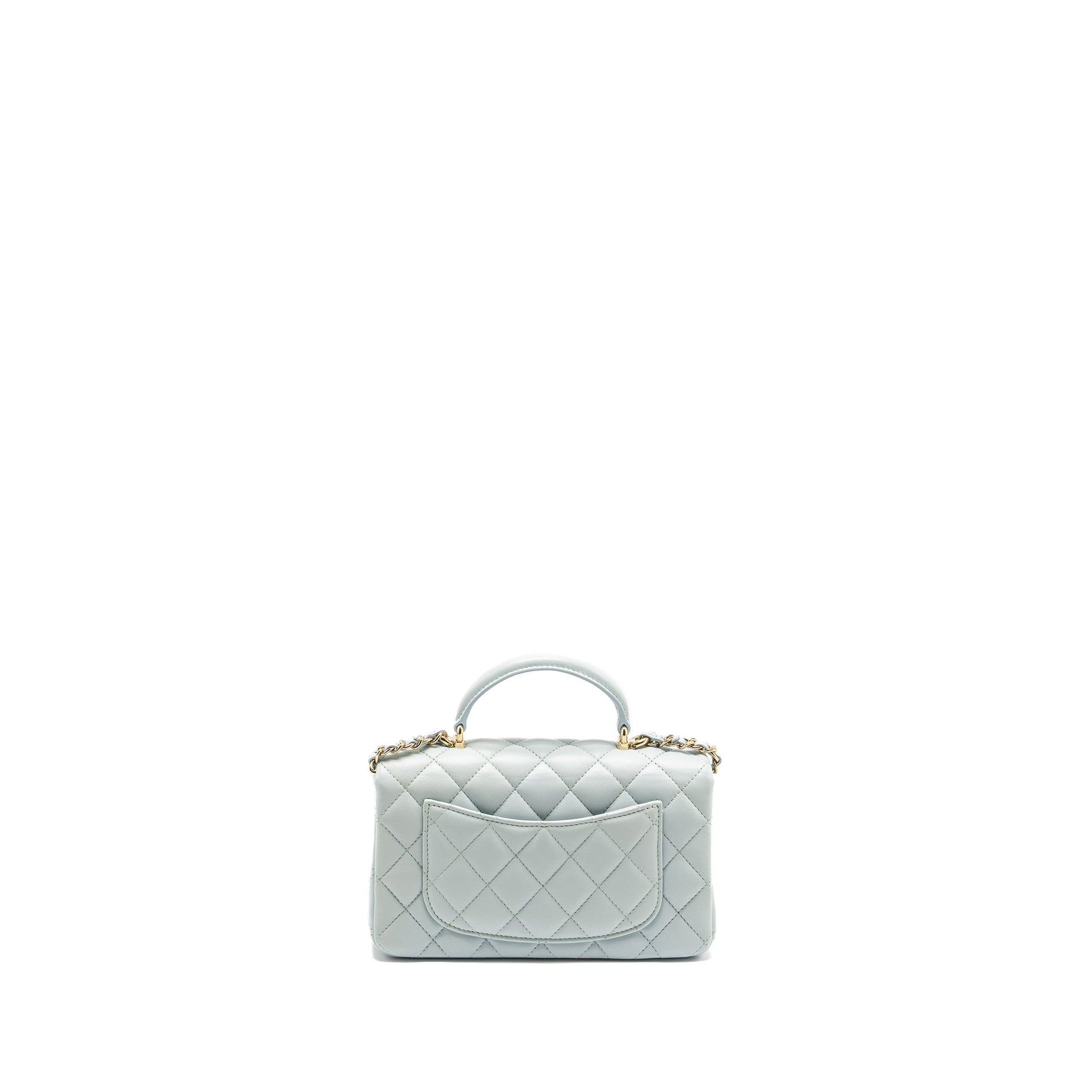 Chanel Top Handle Rectangular Flap Lambskin Light Blue Shoulder Bag
