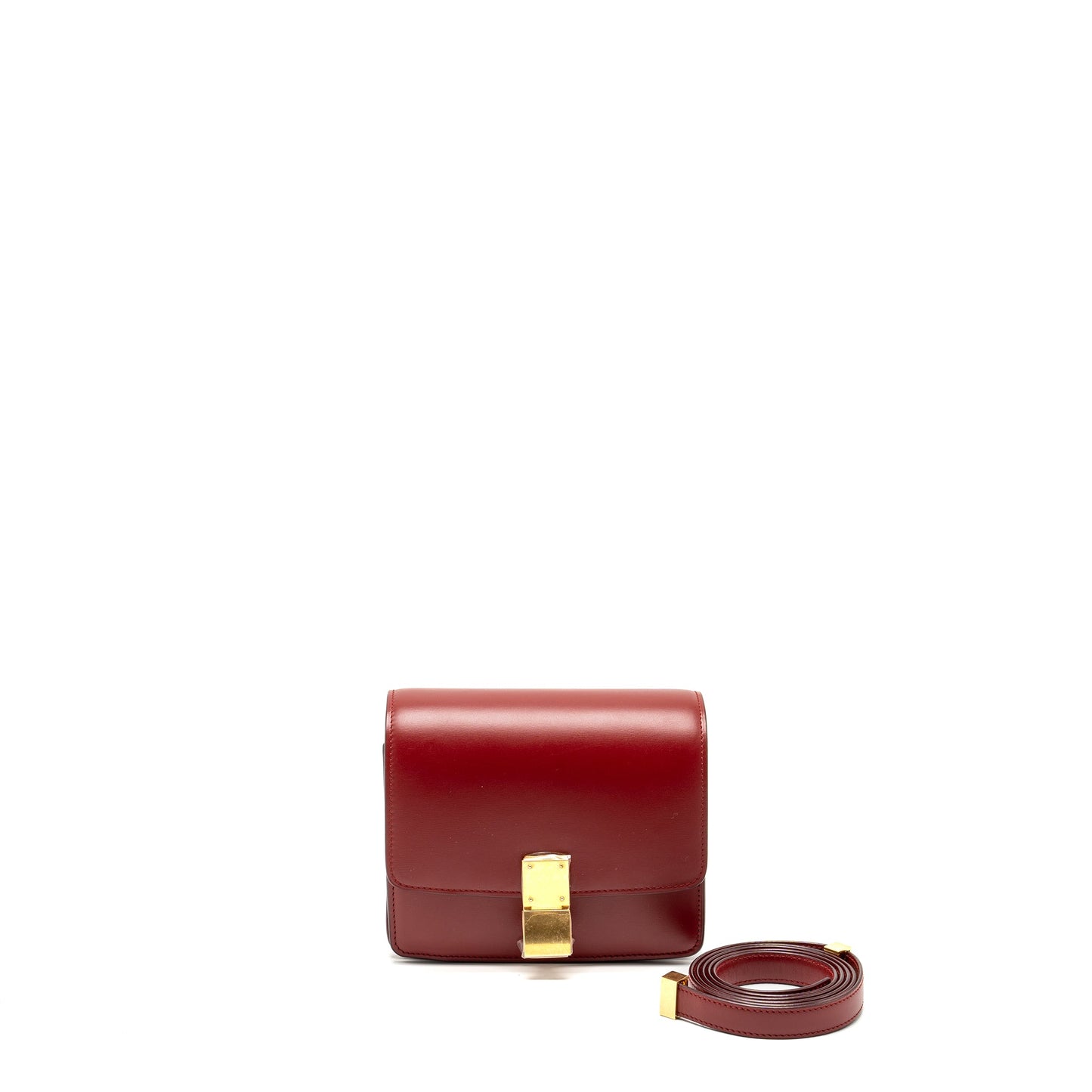Celine Classic Box Purse Calfskin Handbag Red Mini Travel Bag