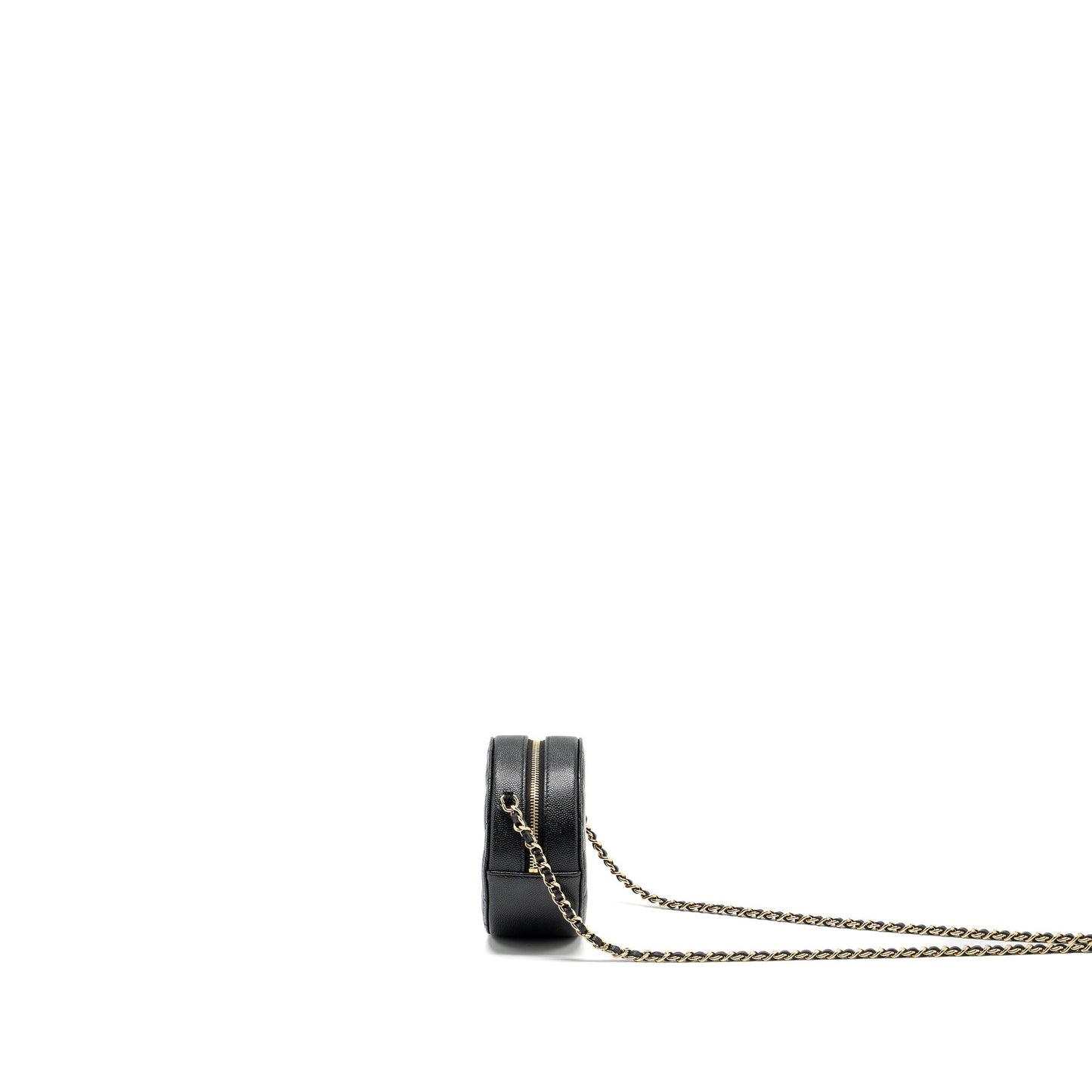 Chanel Round Caviar LGHW Black Clutch Bag