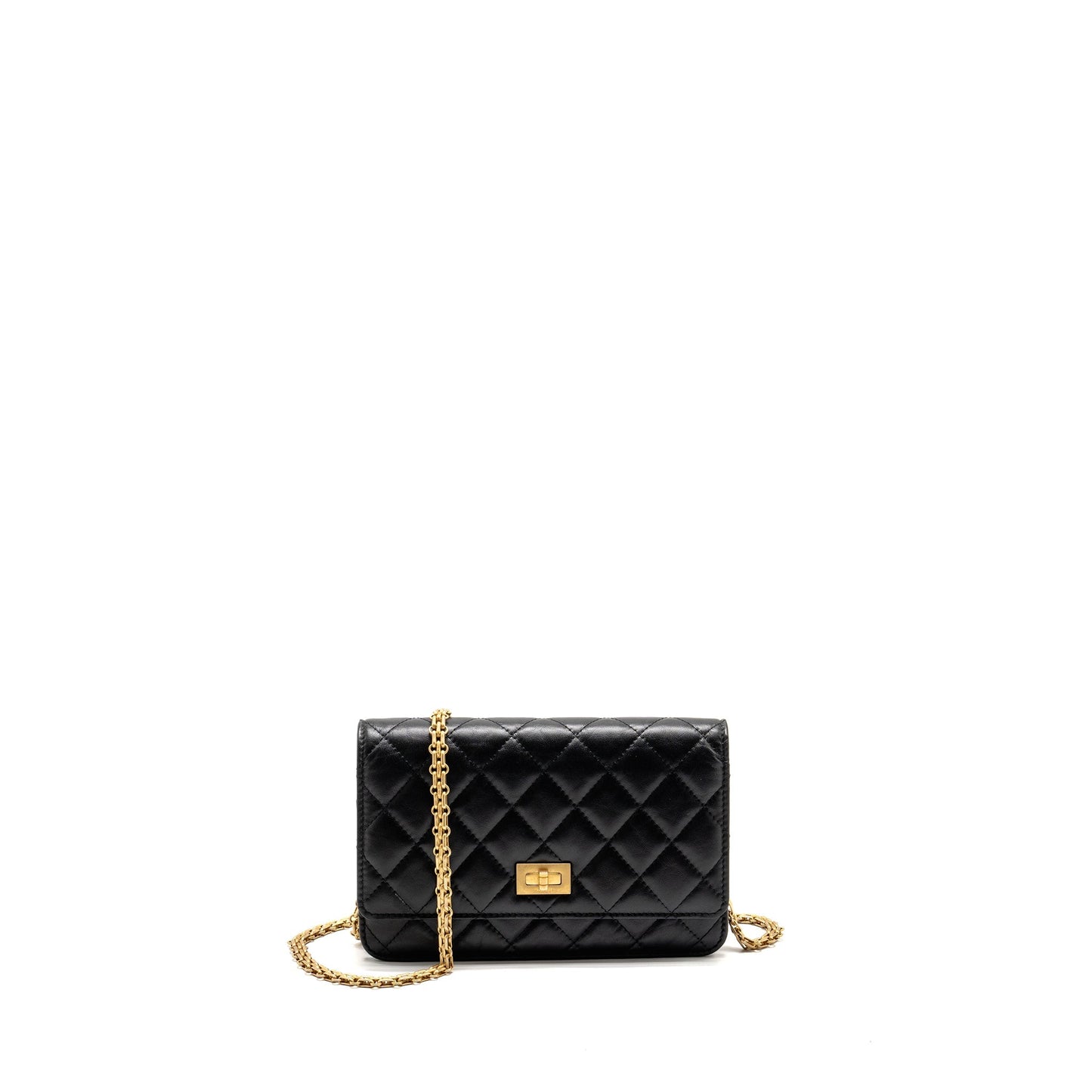 Chanel 2.55 Reissue on Lambskin GHW Microchip Black Wallet Case