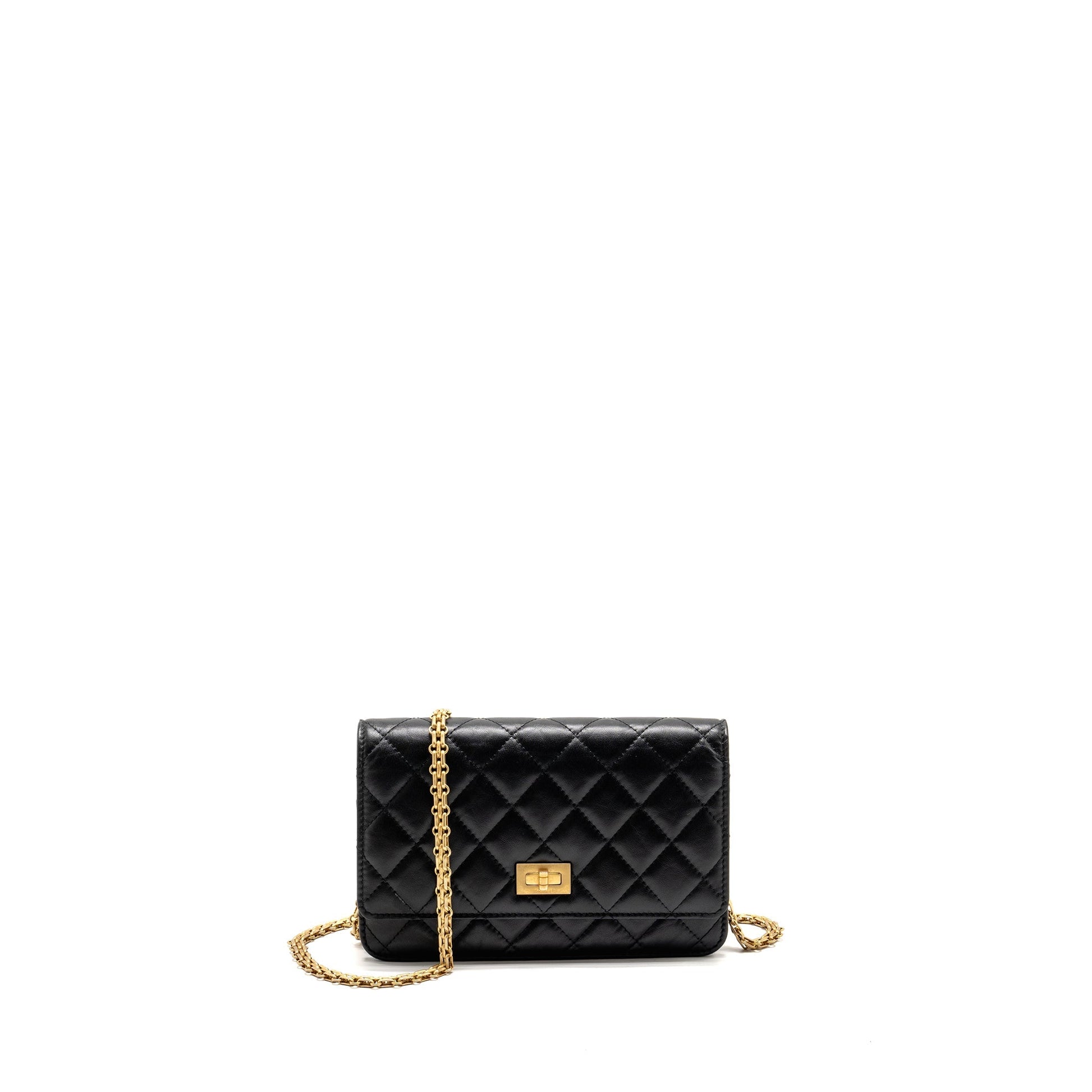 Chanel 2.55 Reissue on Lambskin GHW Microchip Black Wallet Case