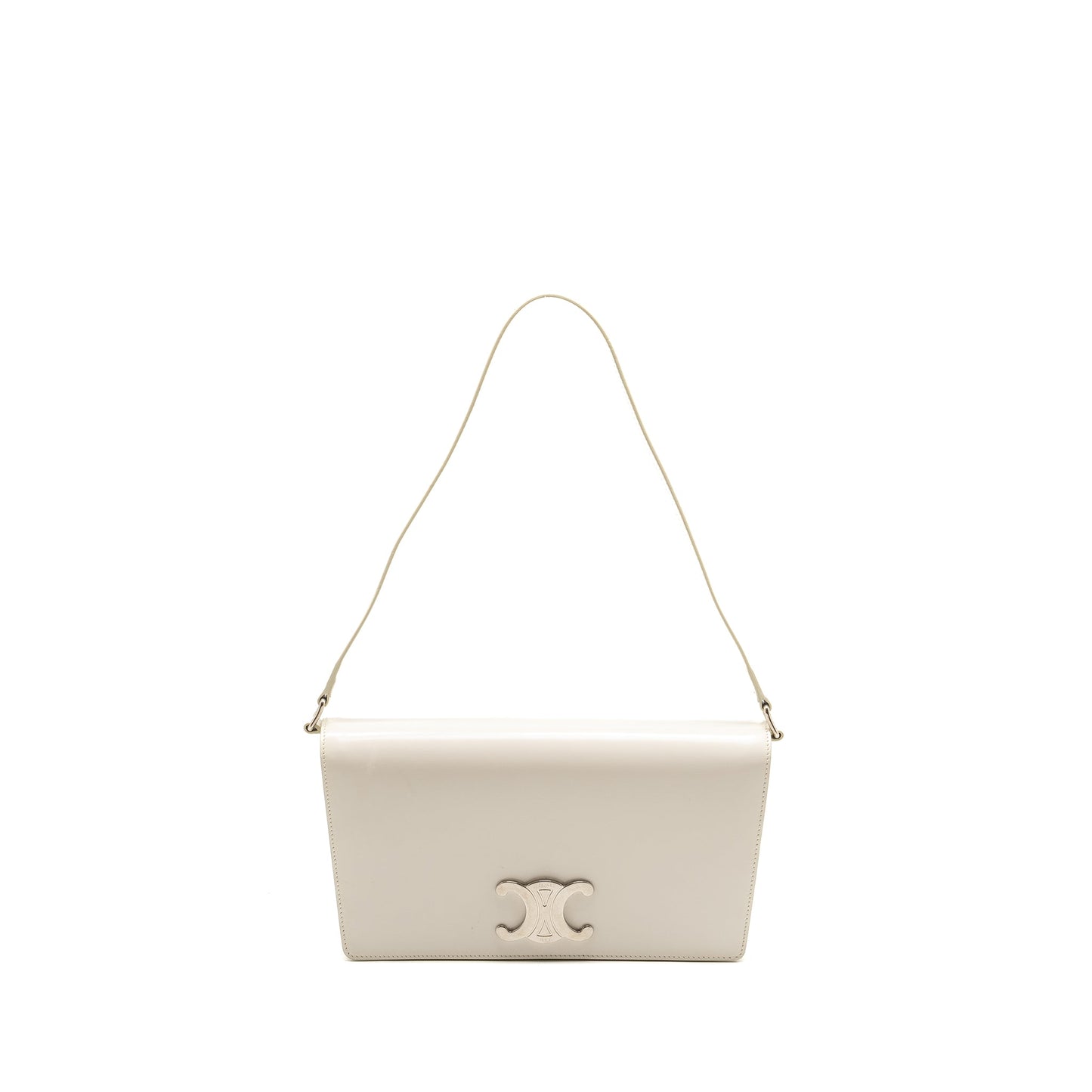 Celine Trapeze Triomphe Purse Calfskin Handbag White Mini Travel Bag
