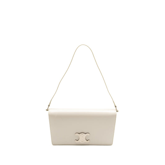 Celine Trapeze Triomphe Purse Calfskin Handbag White Mini Travel Bag