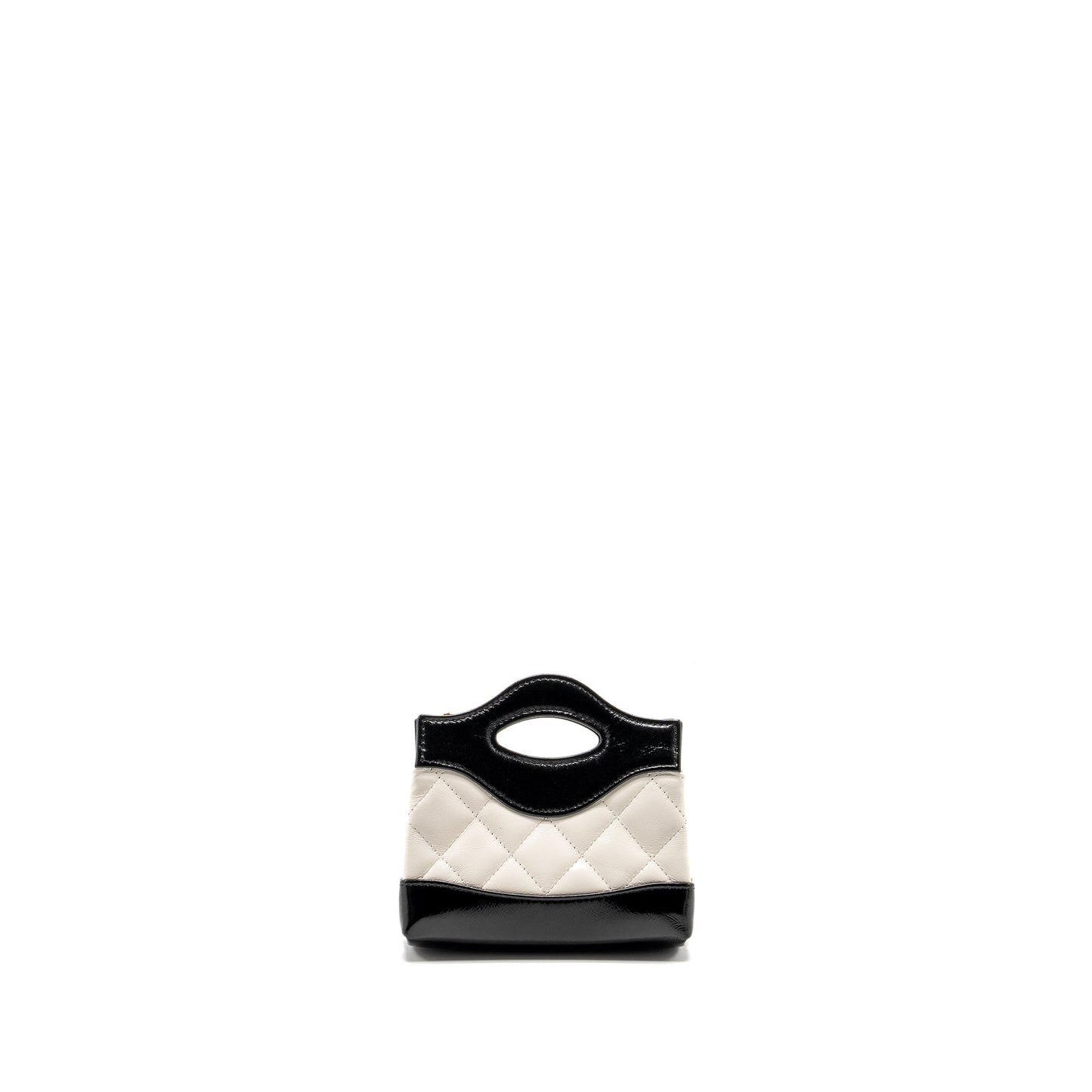 Chanel 31 Nano Shiny Lambskin LGHW Microchip Black White Clutch Bag