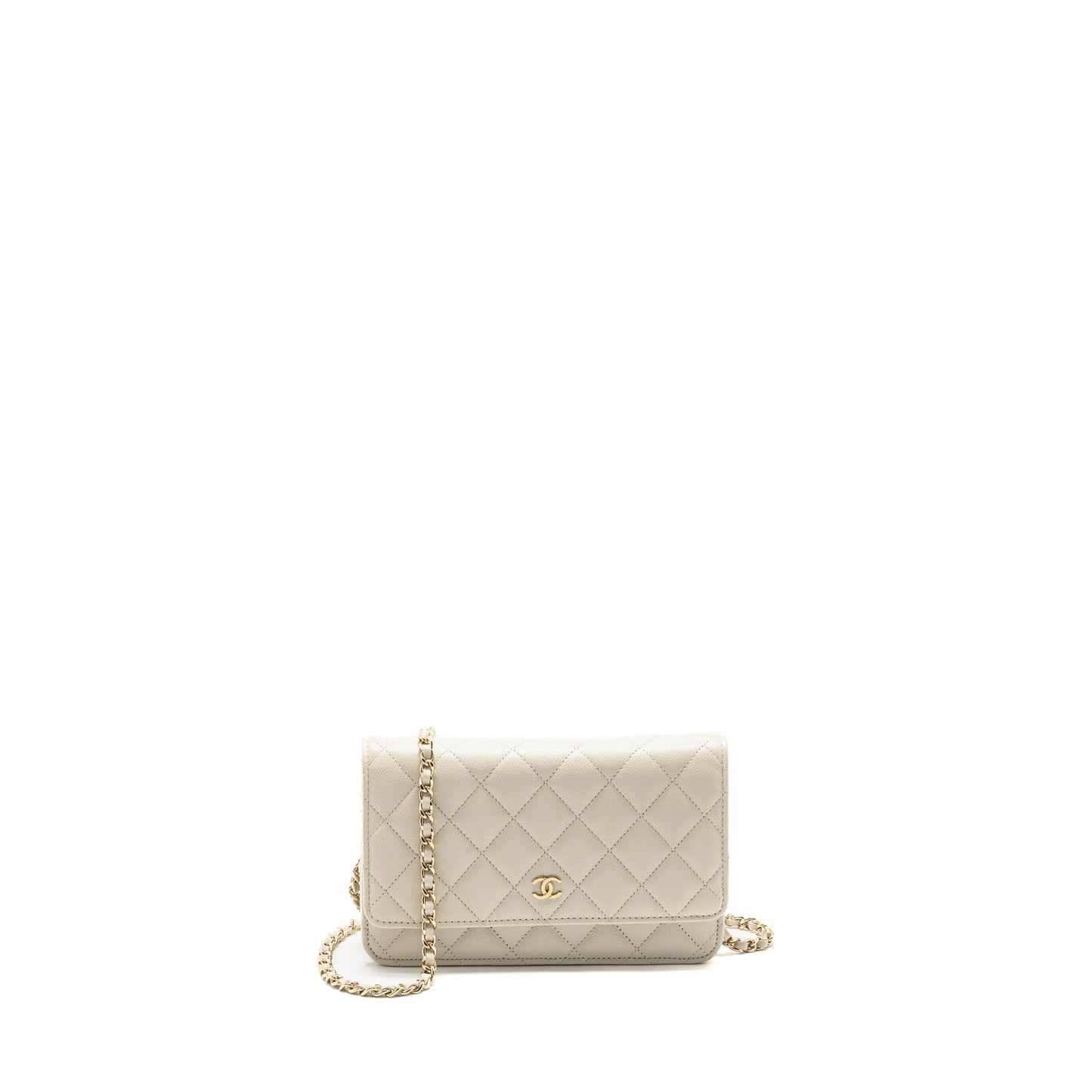 Chanel Classic on Caviar Creamy LGHW microchip White Wallet Case