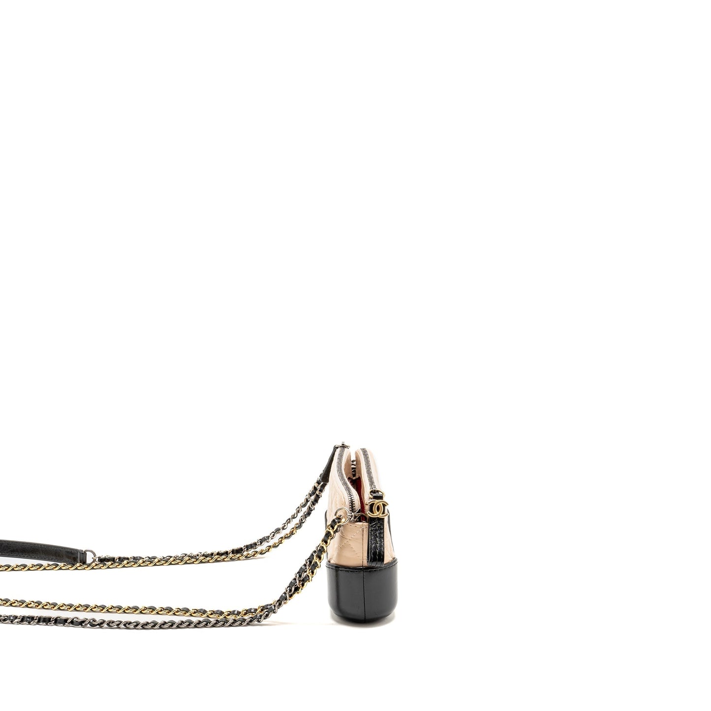 Chanel Gabrielle double zip on calfskin hardware Multicolor Black Beige Clutch Bag