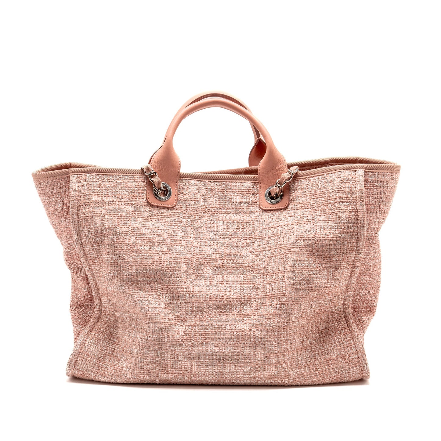 Chanel Deauville Shopping Calfskin SHW Pink Canvas Tote Bag