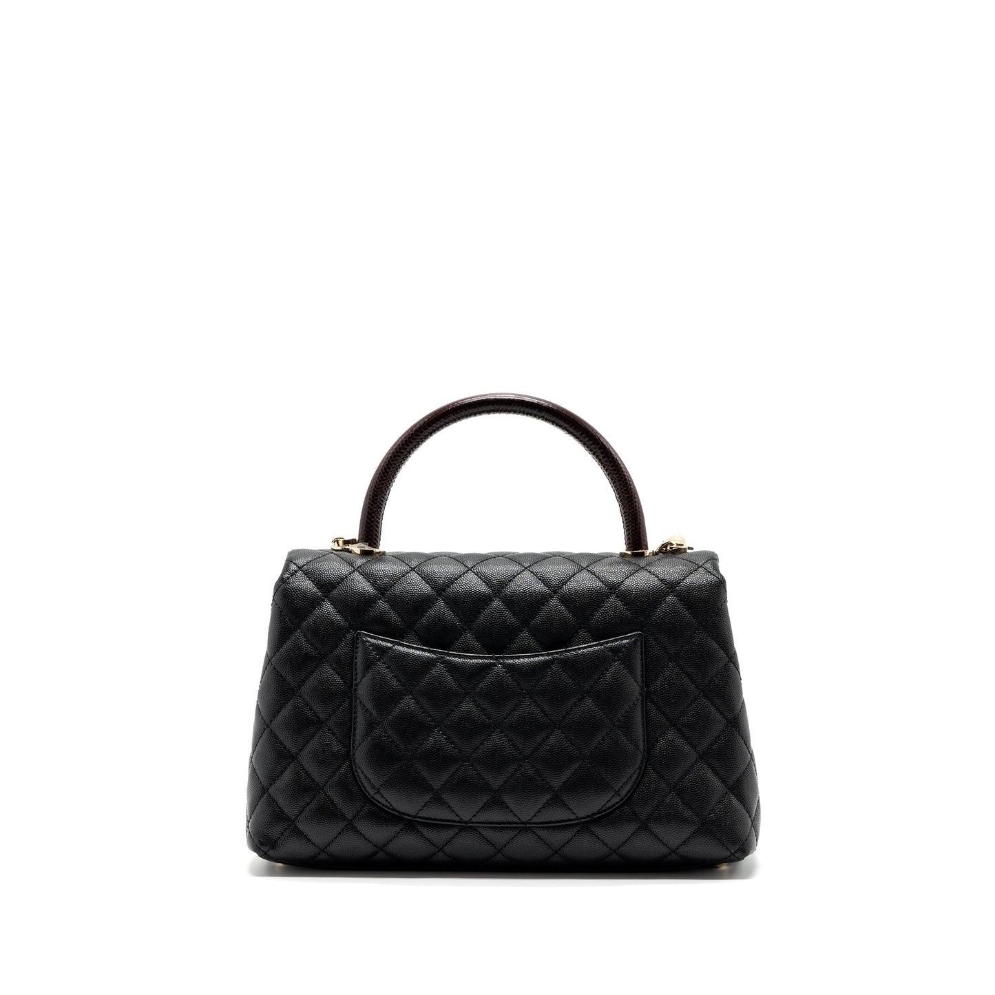 Chanel Coco Handle Flap Lizard Embossed Handle Black Shoulder Bag