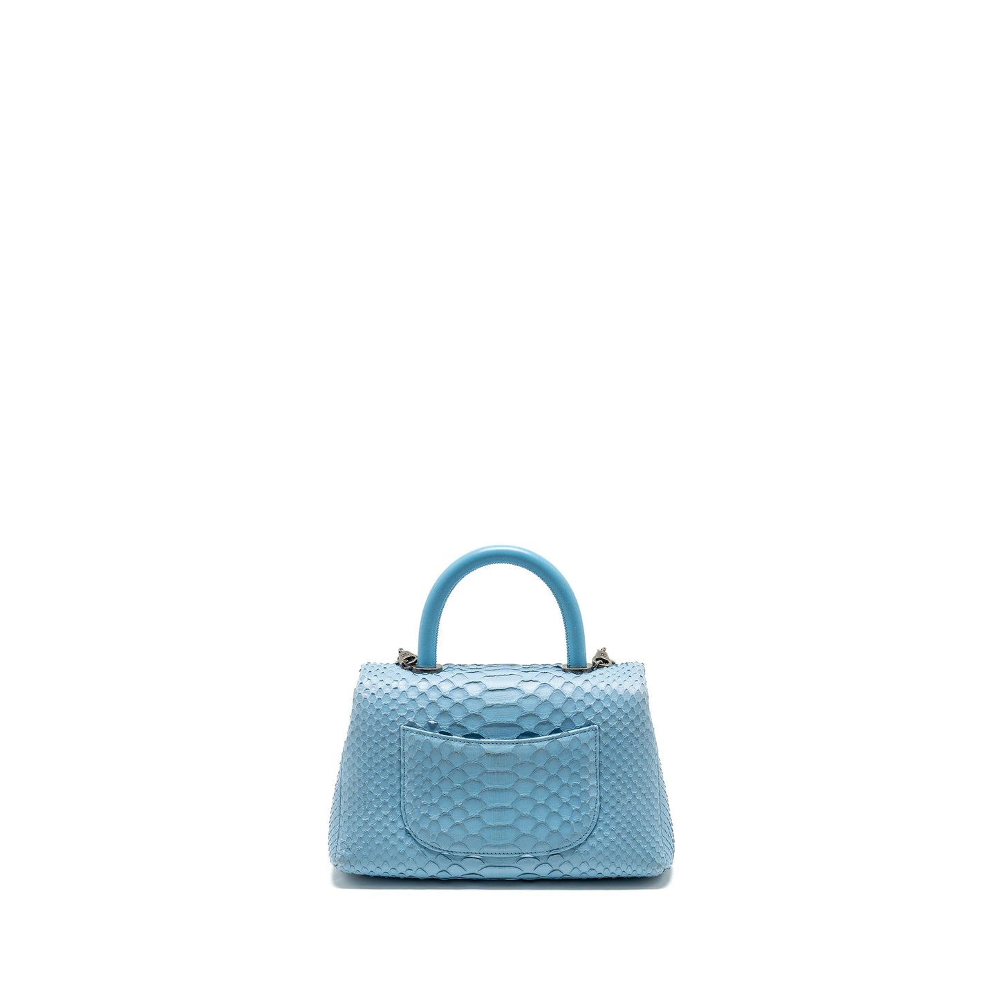 Chanel Coco Handle Python Light Ruthenium Hardware Blue Small Handbag