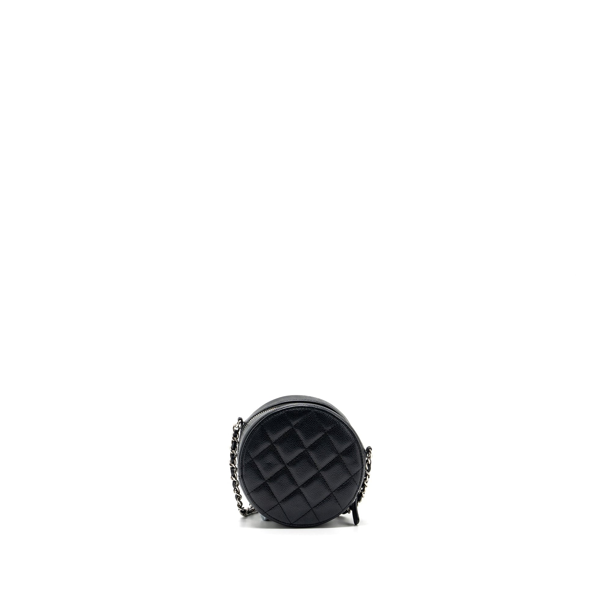 Chanel round sip caviar SHW Black Clutch Bag