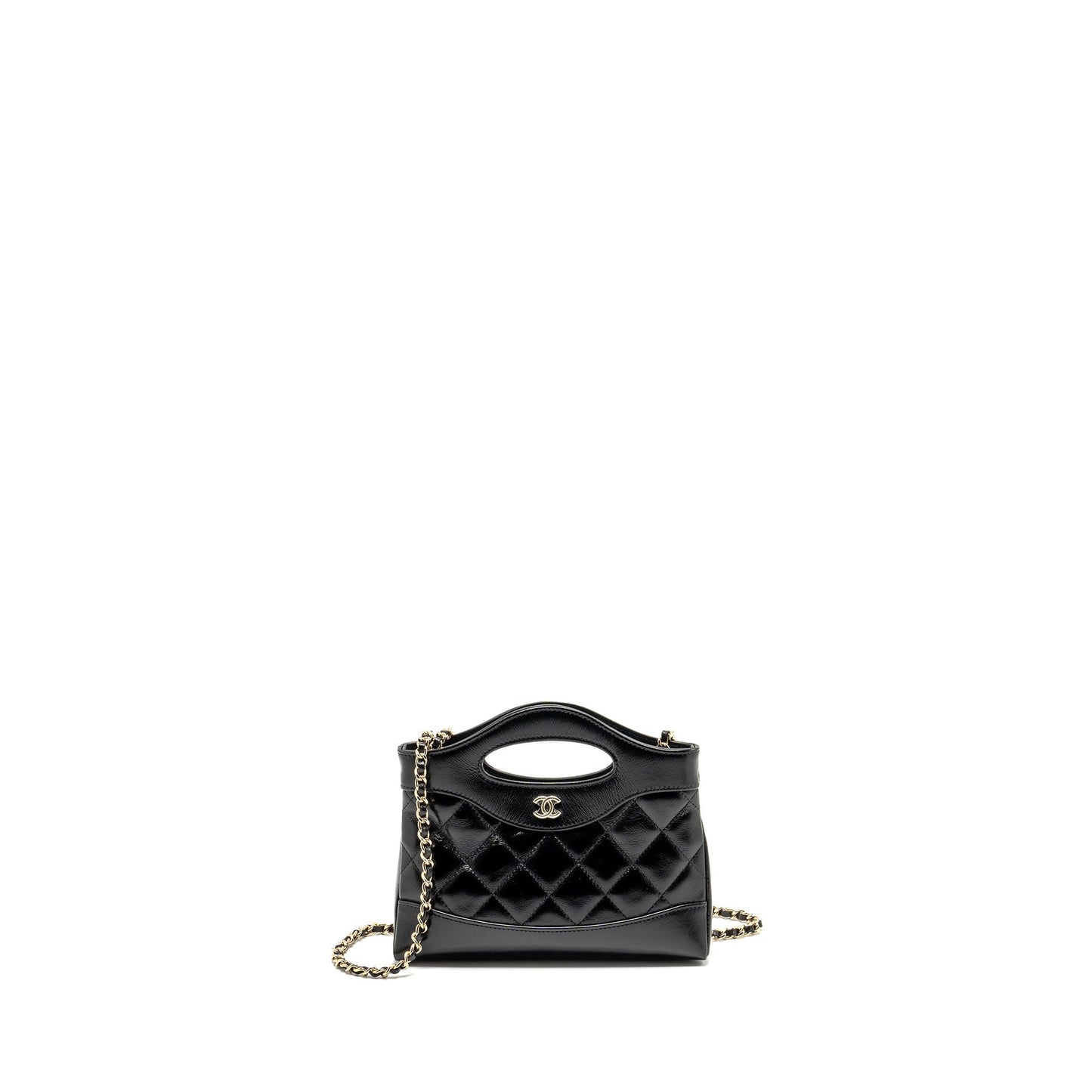 Chanel 31 Shiny Calfskin LGHW Microchip Black Clutch Bag