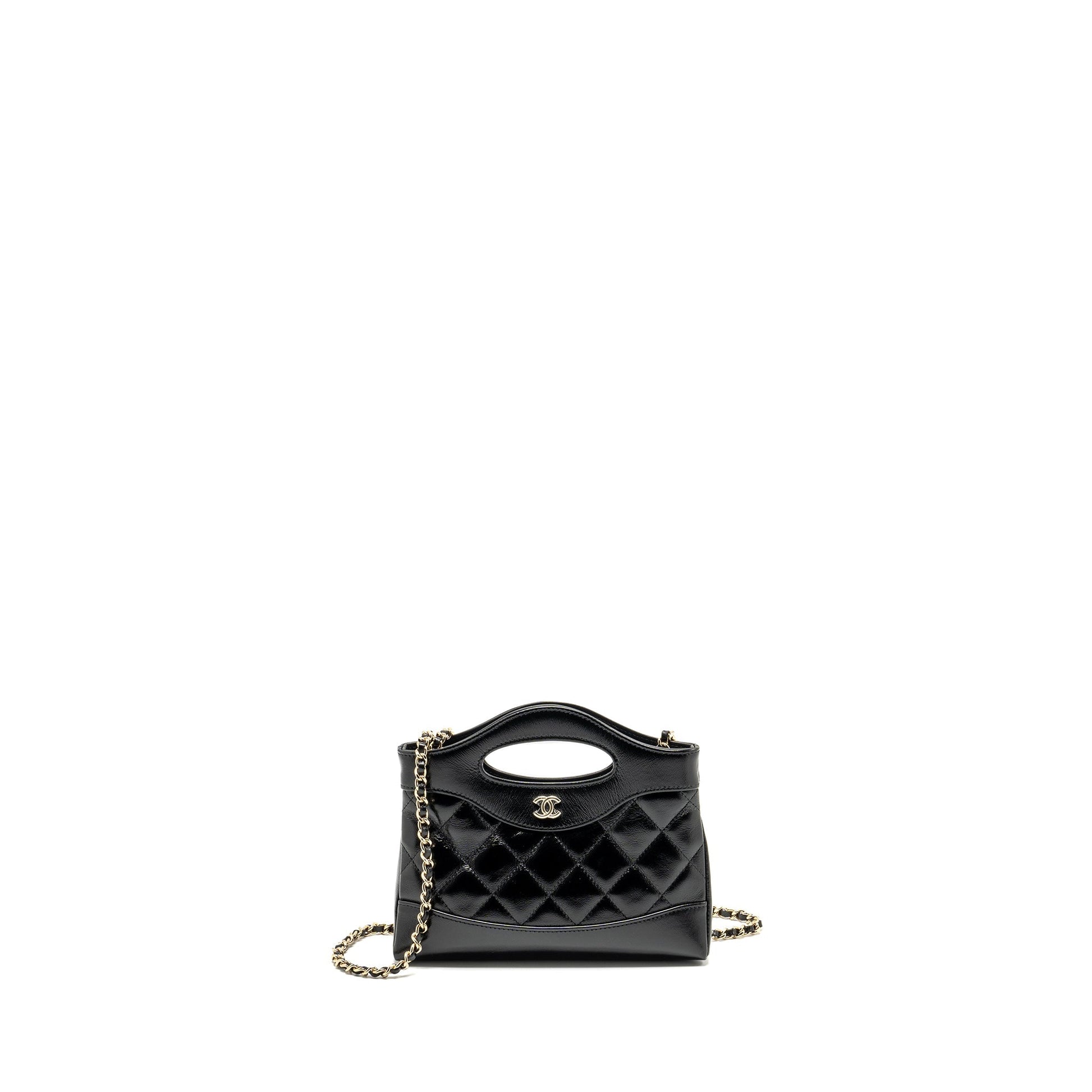 Chanel 31 Shiny Calfskin LGHW Microchip Black Clutch Bag