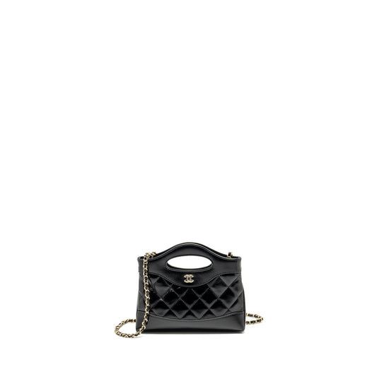 Chanel 31 Shiny Calfskin LGHW Microchip Black Clutch Bag