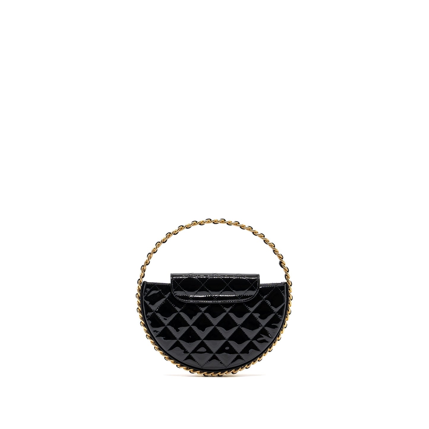 Chanel 23K hoop patent GHW microchip Black Leather Handbag