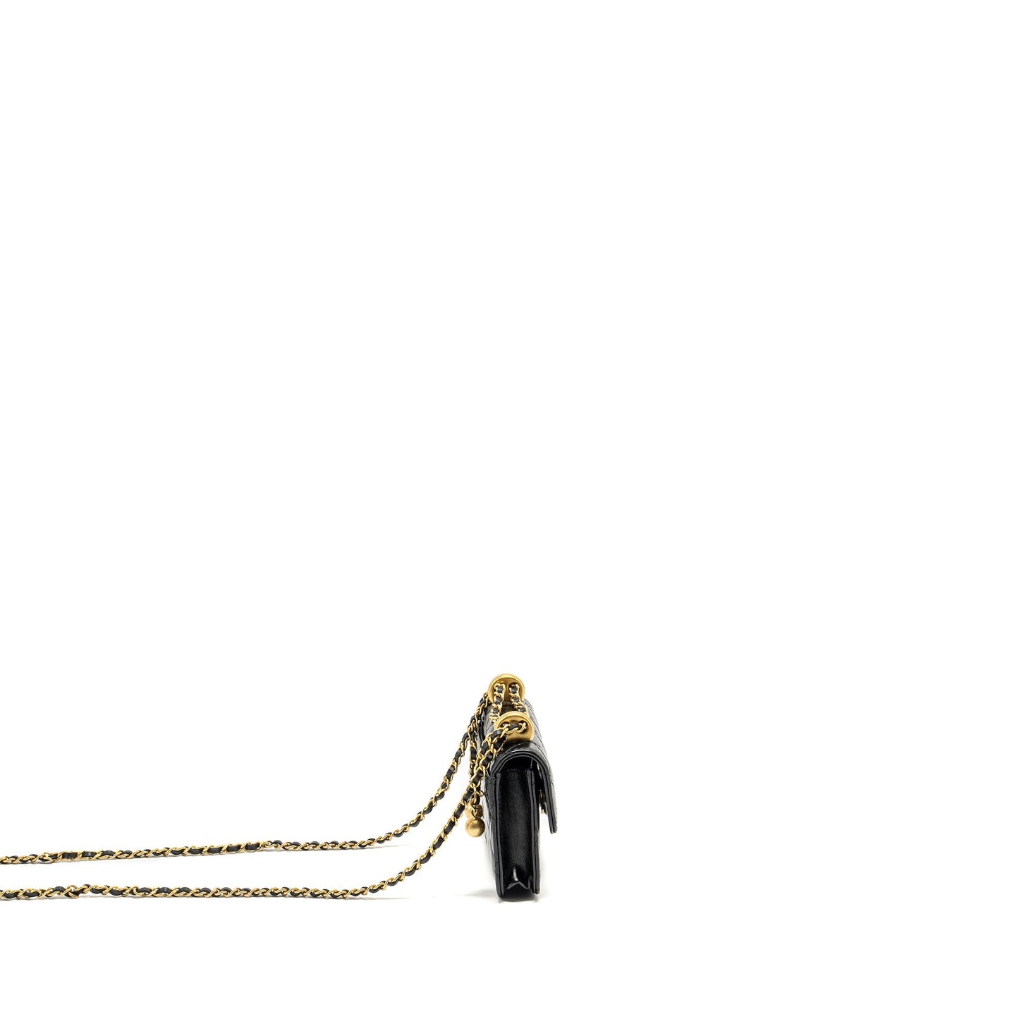 Chanel 21A Crush Flap Adjustable Calfskin GHW Black Gold Clutch Bag