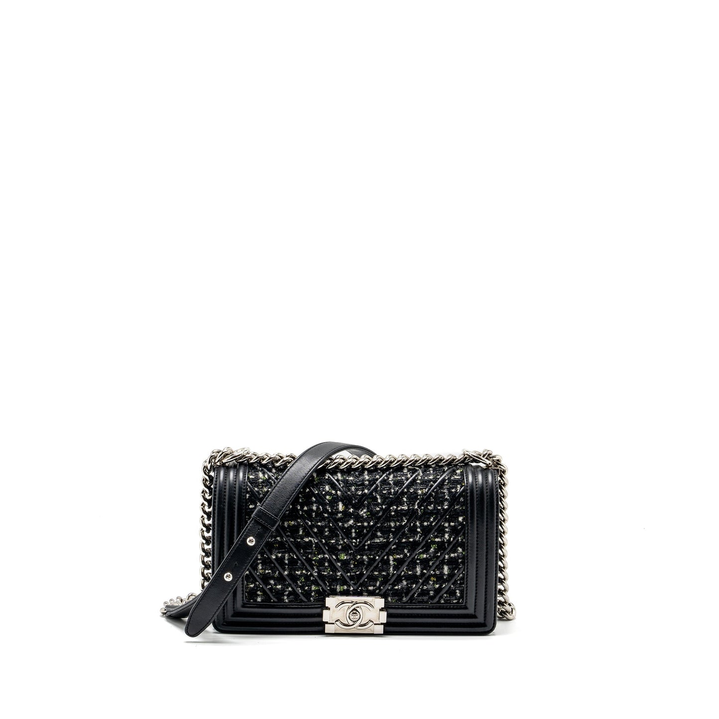 Chanel Boy Tweed Calfskin SHW Multicolour Black Handbag