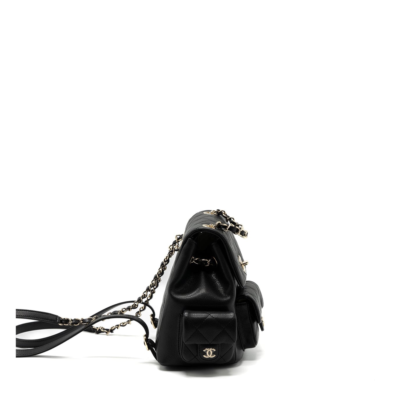 Chanel 23k Triple Pocket Backpack Caviar LGHW Black