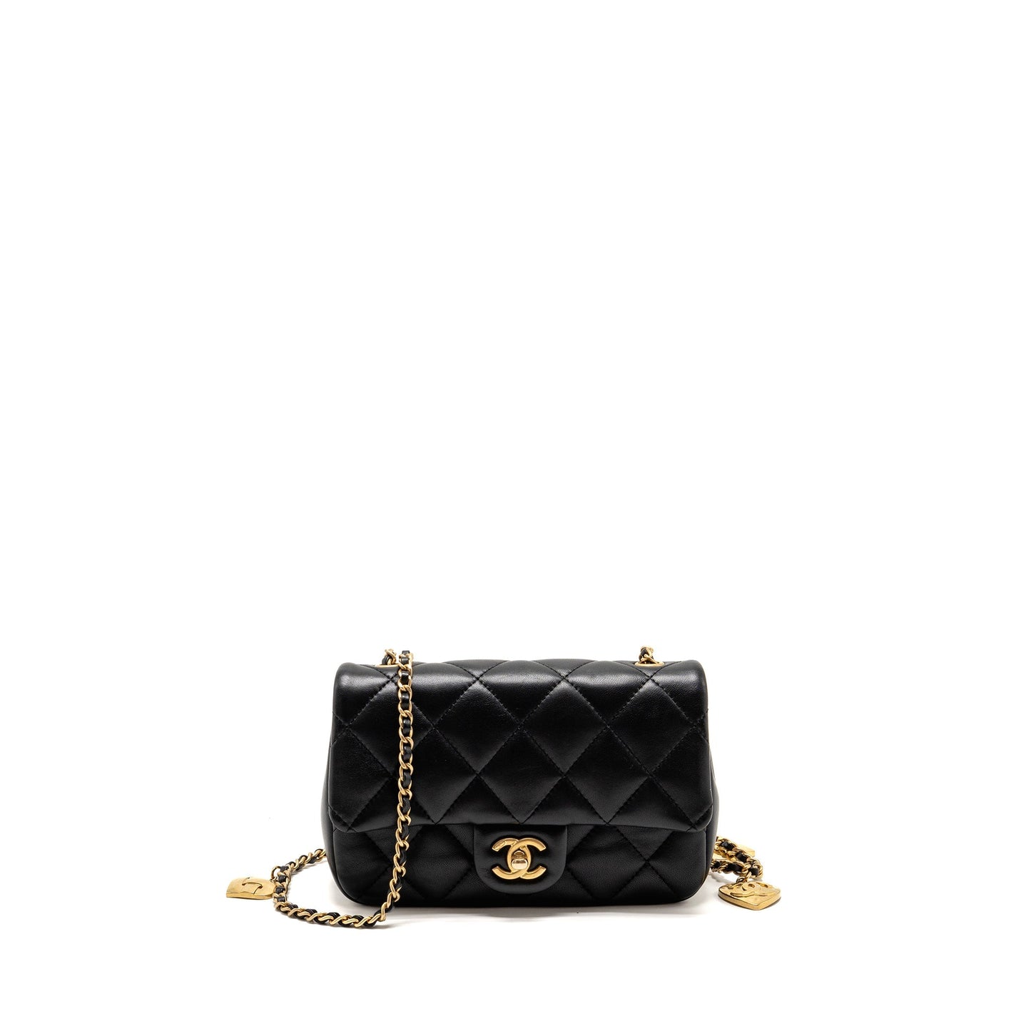Chanel 22b Heart Flap Lambskin GHW microchip Black Shoulder Bag