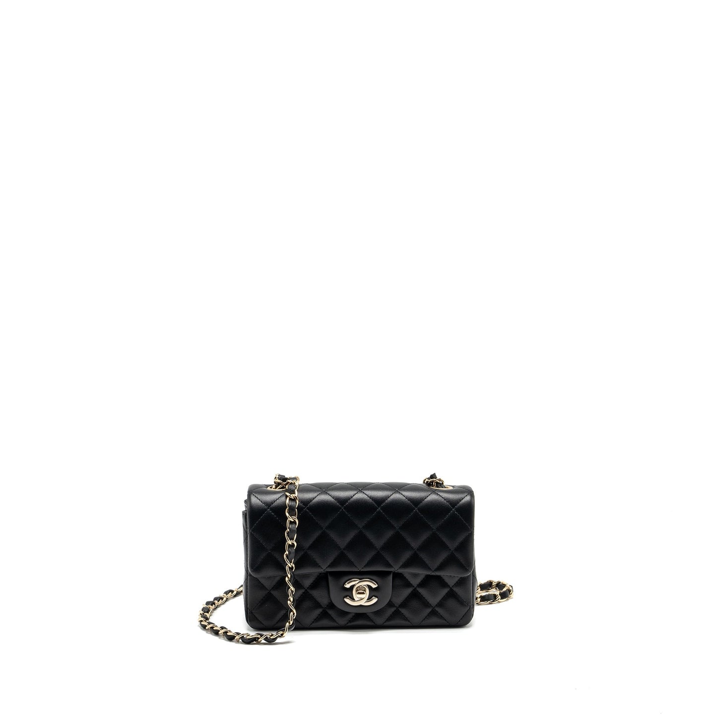 Chanel rectangular flap lambskin LGHW Microchip Black Shoulder Bag Microchip 7