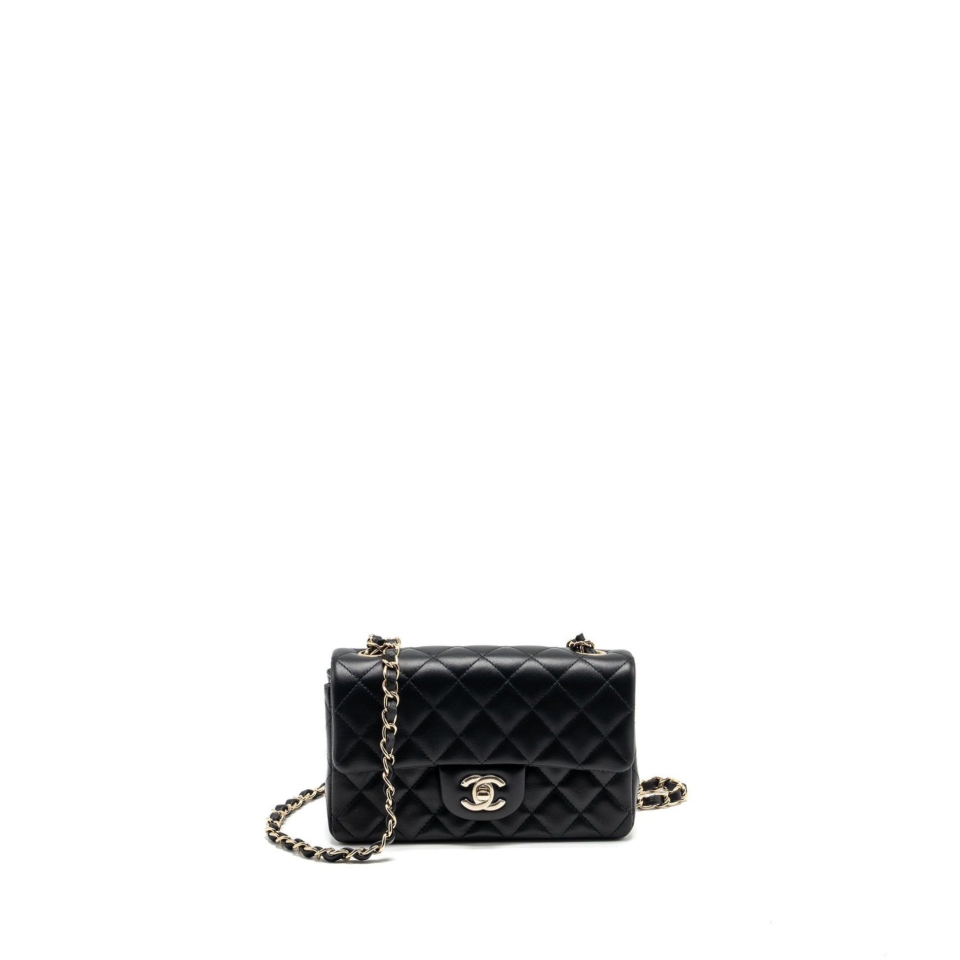 Chanel rectangular flap lambskin LGHW Microchip Black Shoulder Bag Microchip 7
