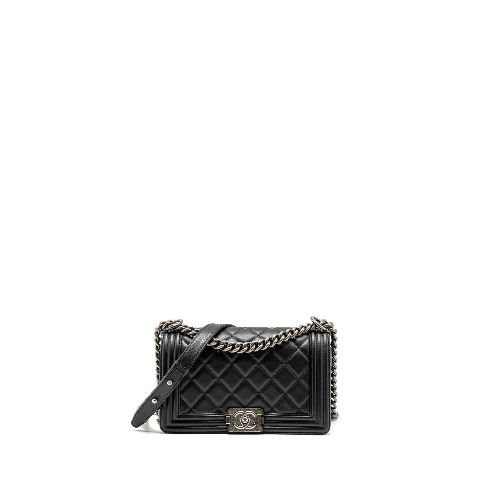 Chanel Boy Calfskin Ruthenium Hardware Black Handbag Hardware 1