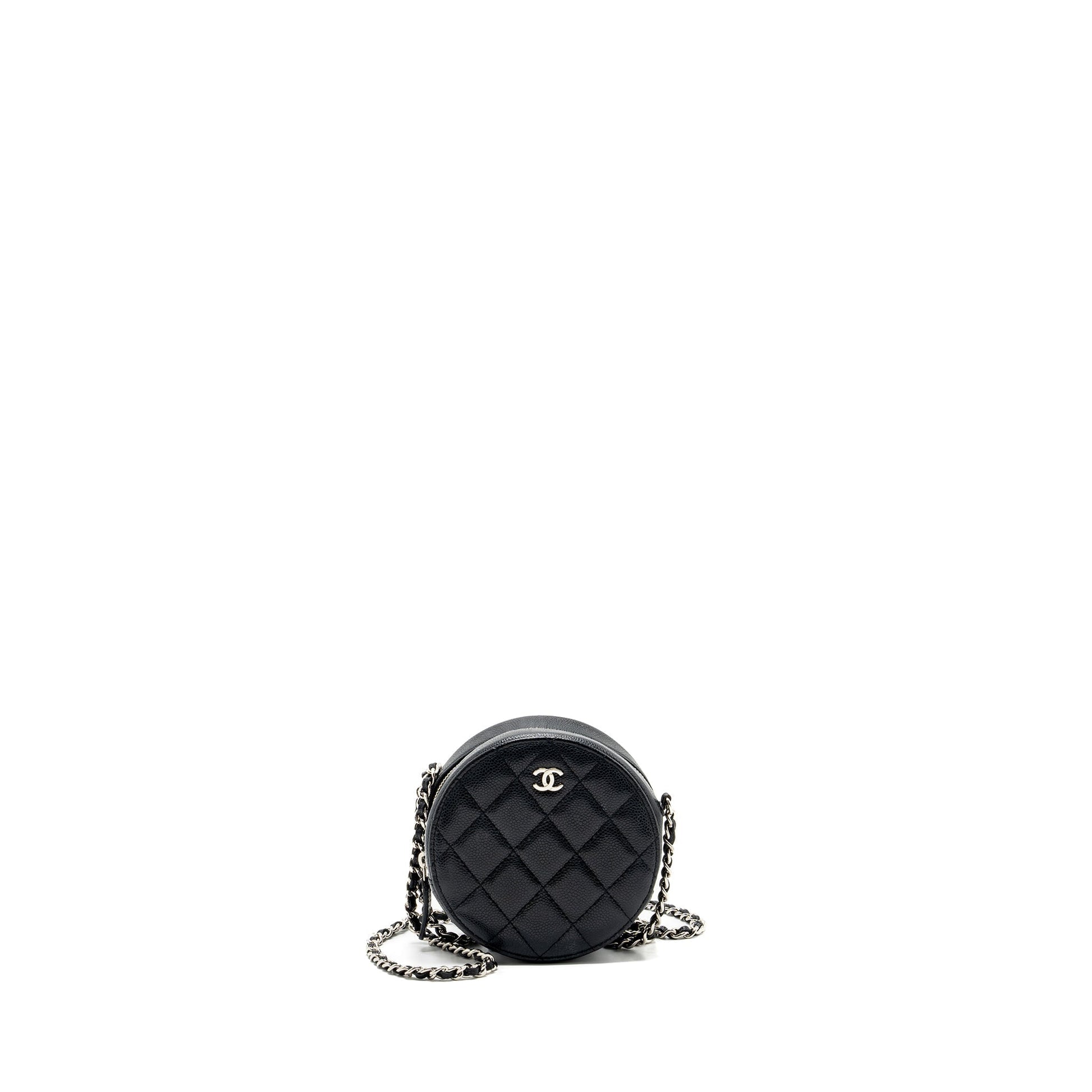 Chanel round sip caviar SHW Black Clutch Bag