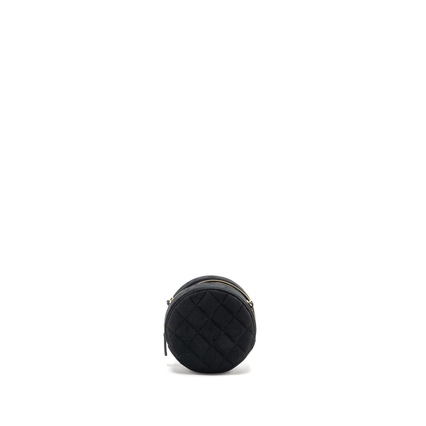 Chanel Pearl Crush Round Quilted Velvet LGHW Black Clutch Bag