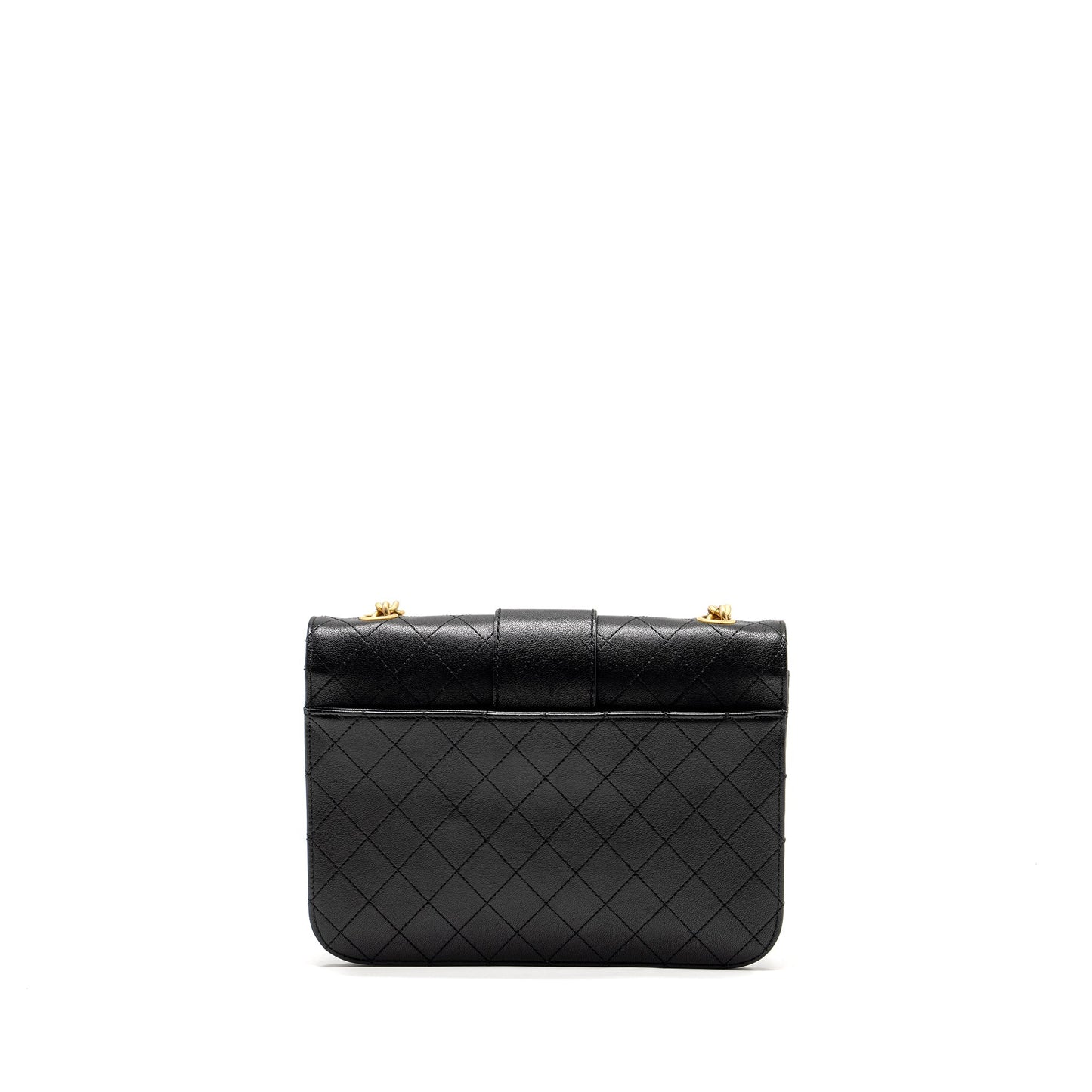 Chanel Graphic Chic Front Quilted Flap Sheepskin Black Shoulder Bag