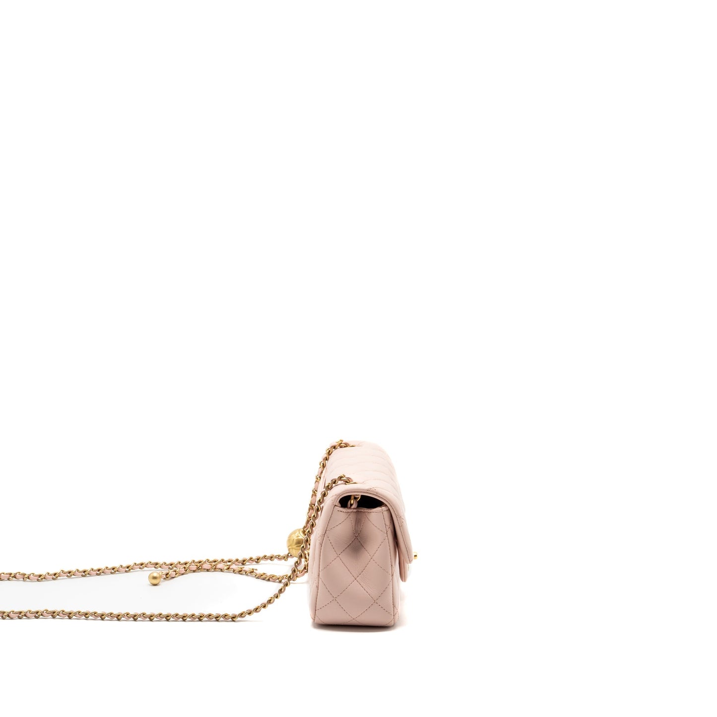 Chanel 23K pearl crush rectangular flap lambskin Pink Shoulder Bag