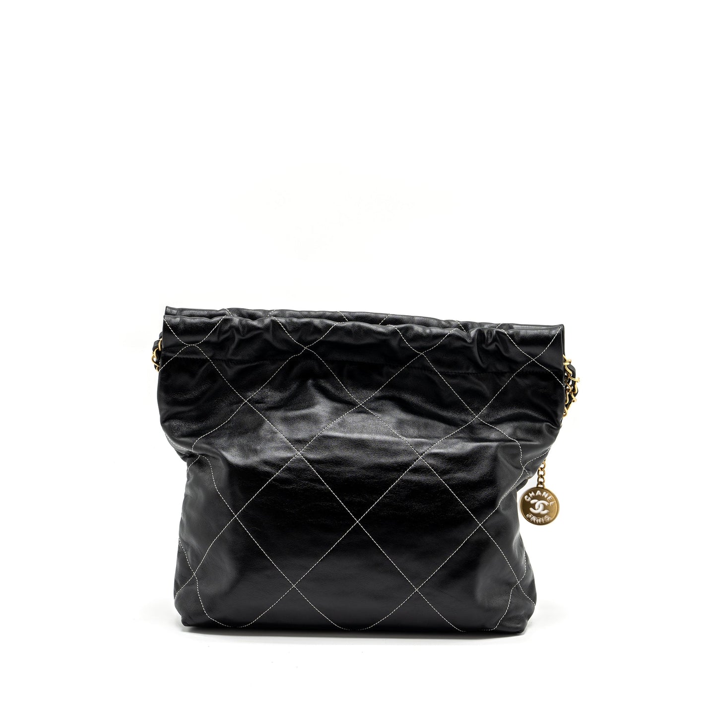 Chanel 22 calfskin Stitching GHW microchip Black White Small Handbag