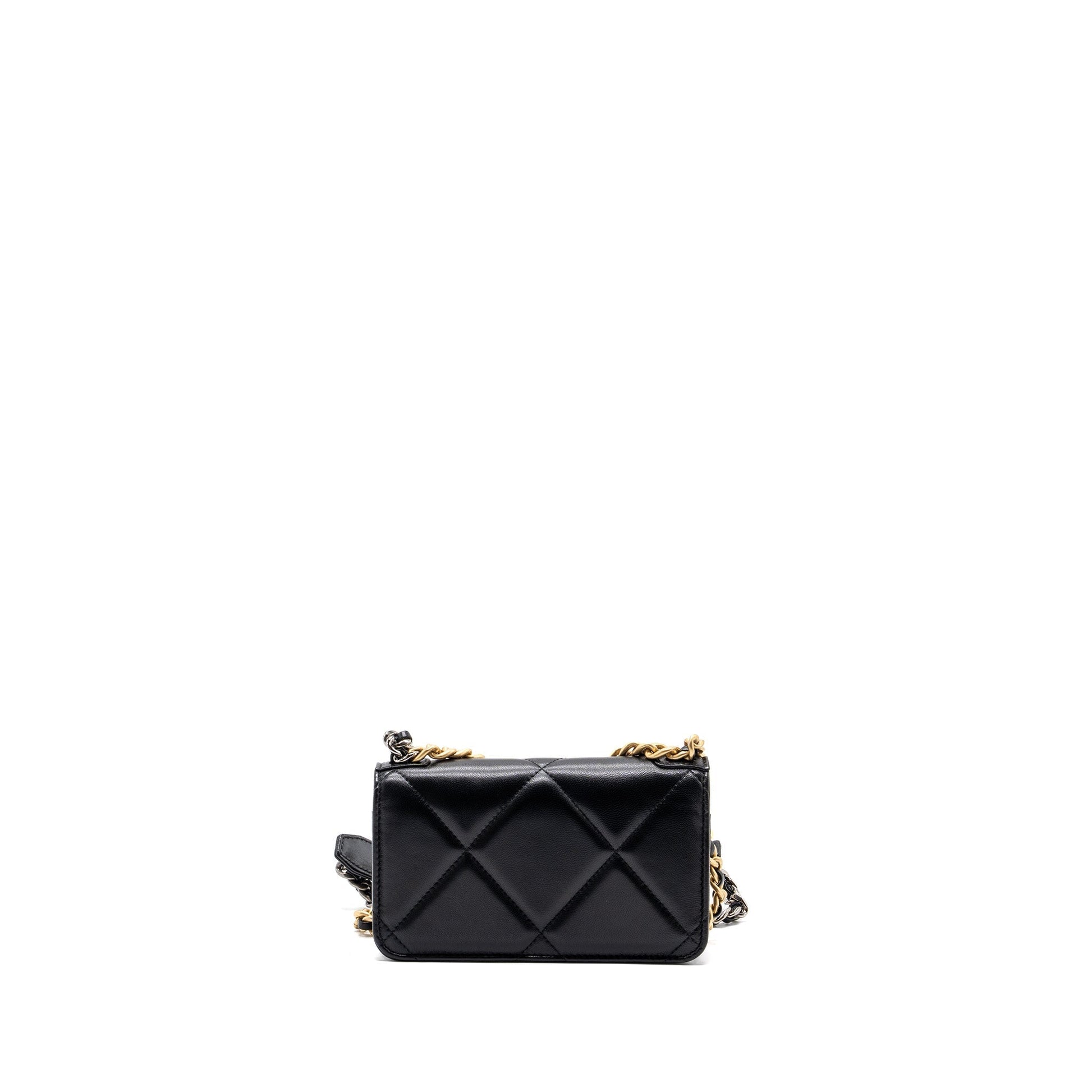 Chanel 19 On Lambskin Hardware microchip Multicolour Black Wallet Case 5