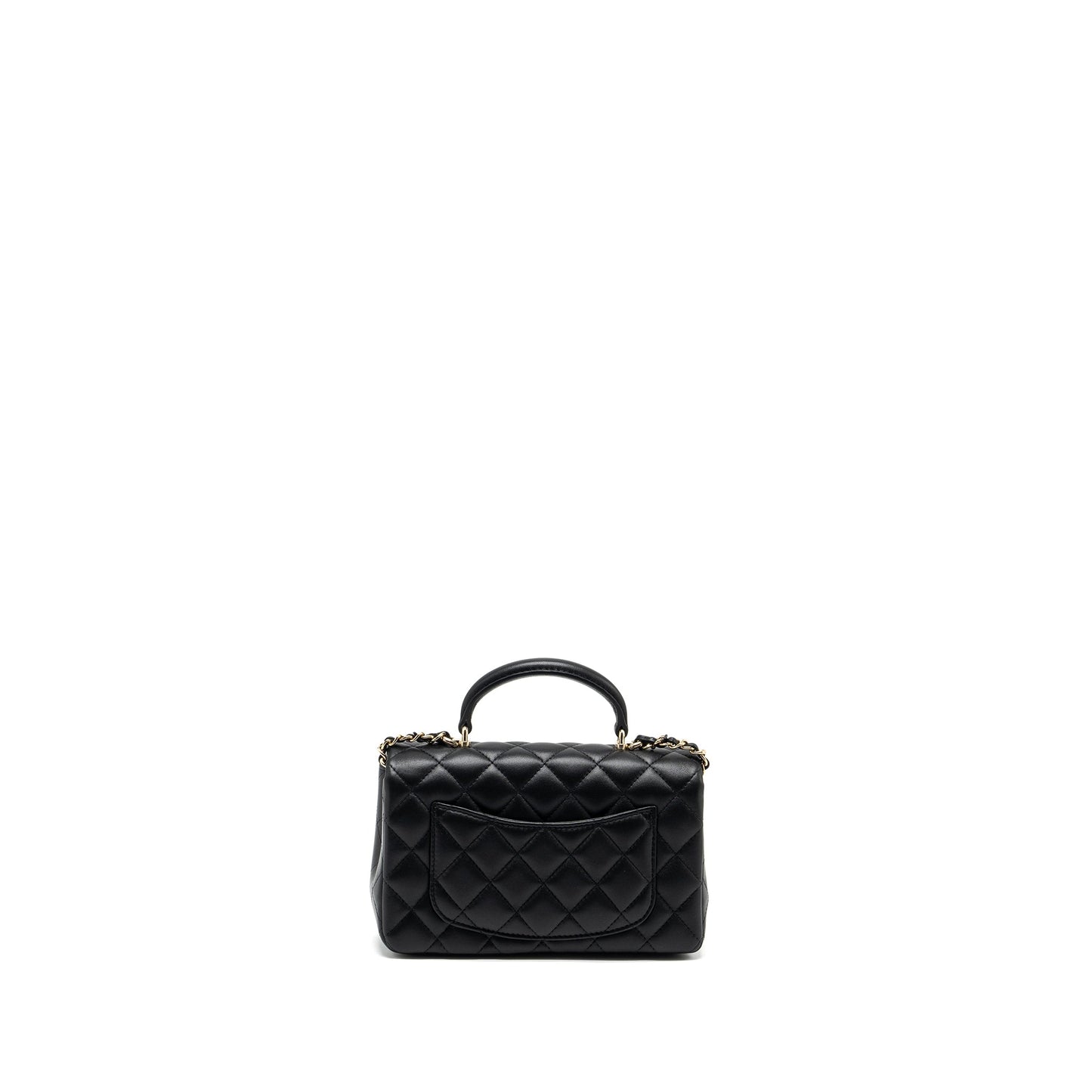 Chanel Top Handle Rectangular Flap Lambskin LGHW Black Shoulder Bag Lghwmicrochip 2