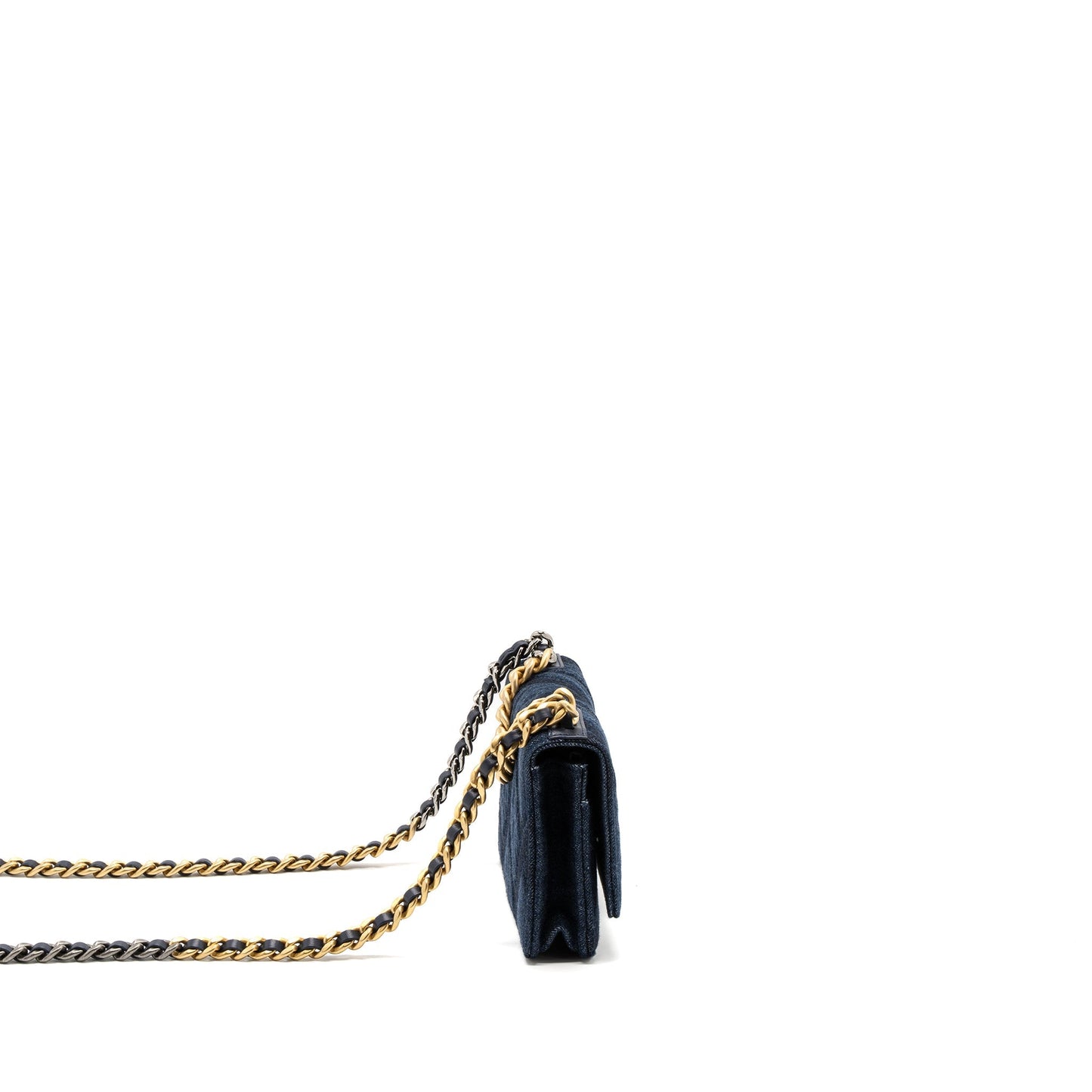 Chanel 19 on limited denim dark hardware Multicolor Multicolour Blue Wallet Case