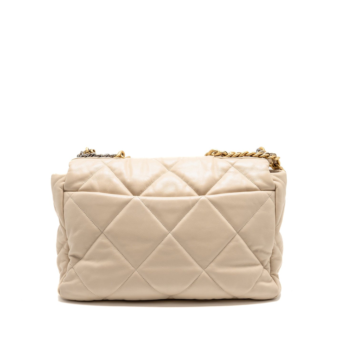 Chanel Maxi 19 goatskin hardware Multicolor Beige Handbag