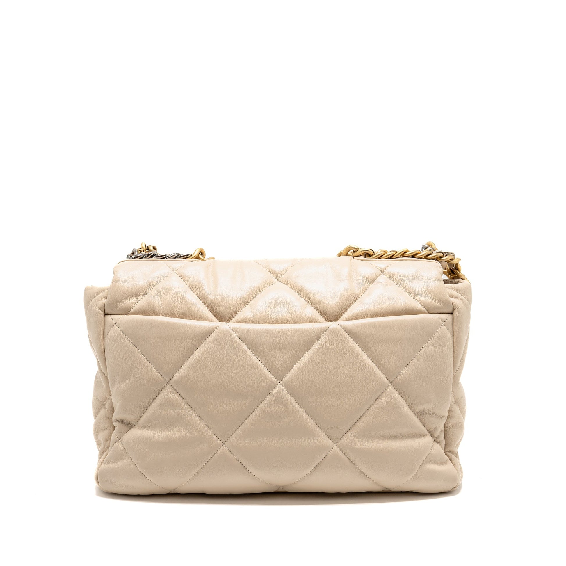 Chanel Maxi 19 goatskin hardware Multicolor Beige Handbag