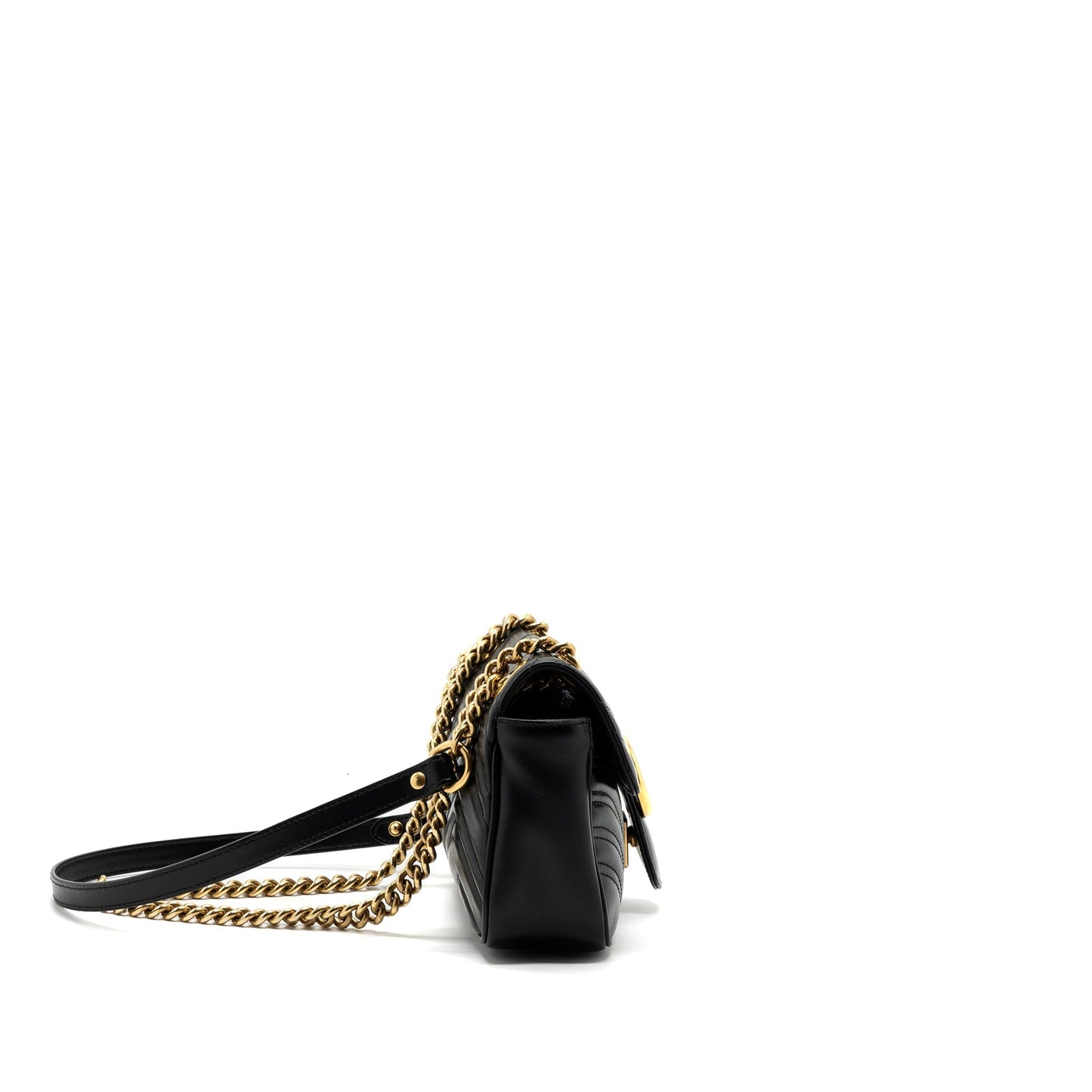 Gucci Marmont Bag Calfskin Brushed Black Mini Travel Bag