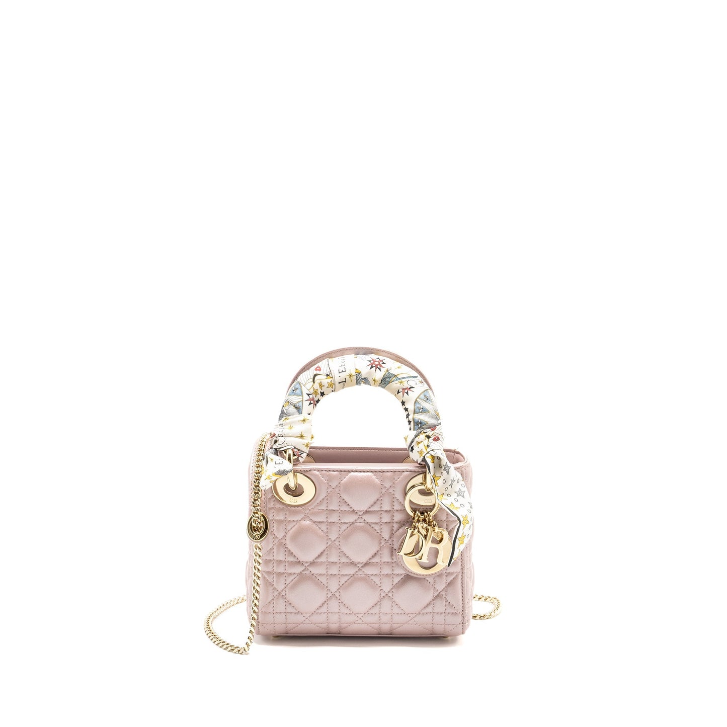 Dior Lady Lambskin Lotus Handbag Pink Mini Travel Bag