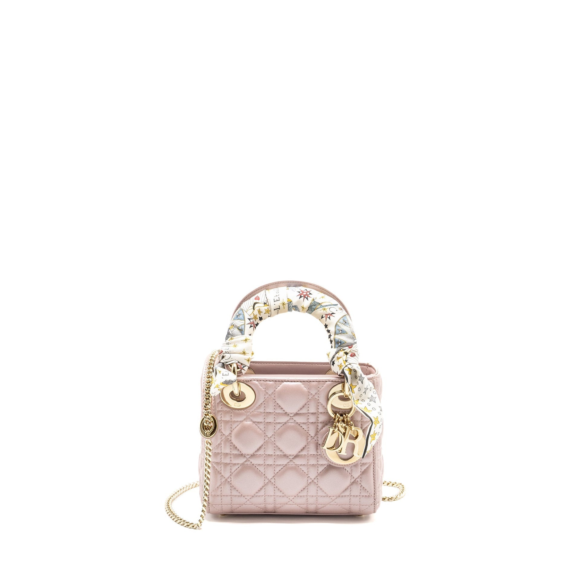 Dior Lady Lambskin Lotus Handbag Pink Mini Travel Bag