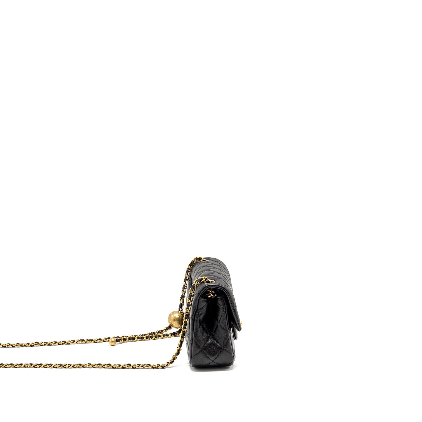 Chanel Pearl Crush Rectangular Flap Lambskin GHW Black Shoulder Bag Microchip 1