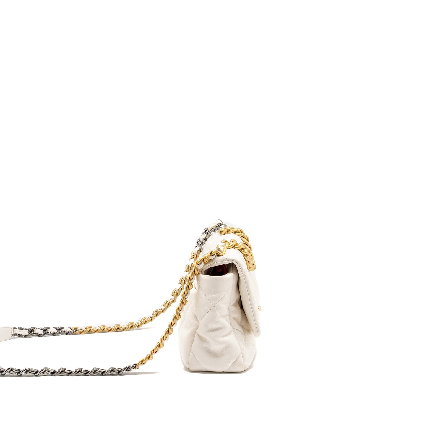 Chanel 19 Lambskin Hardware Multicolour White Small Handbag